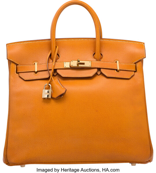 Hermes 32cm Havane Evergrain Leather Gold Hardware HAC Birkin Bag