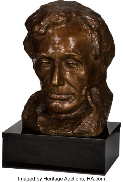 Abraham Lincoln: Large Bronze Sculpture by Gutzon Borglum with