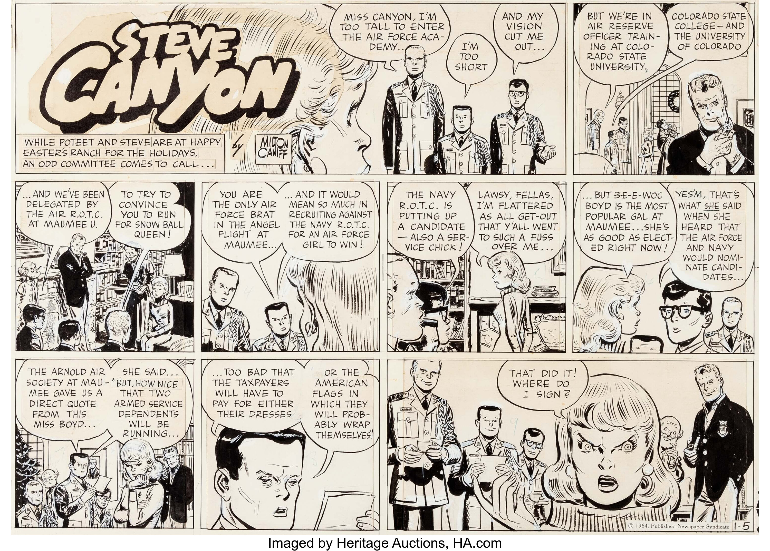 Milton Caniff Steve Canyon Sunday Comic Strip Original Art Dated | Lot