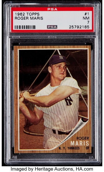 1961 Topps Roger Maris Signed Card.  Baseball Cards Singles