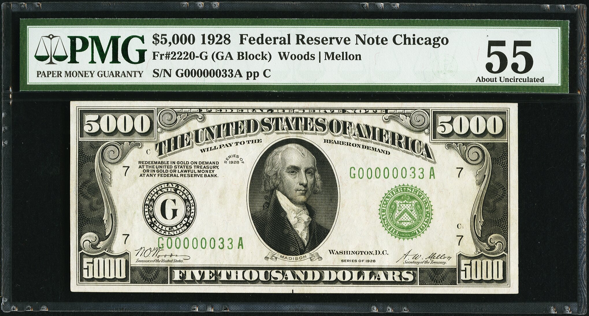 5,000 Dollars, Federal Reserve Note, United States, 1928