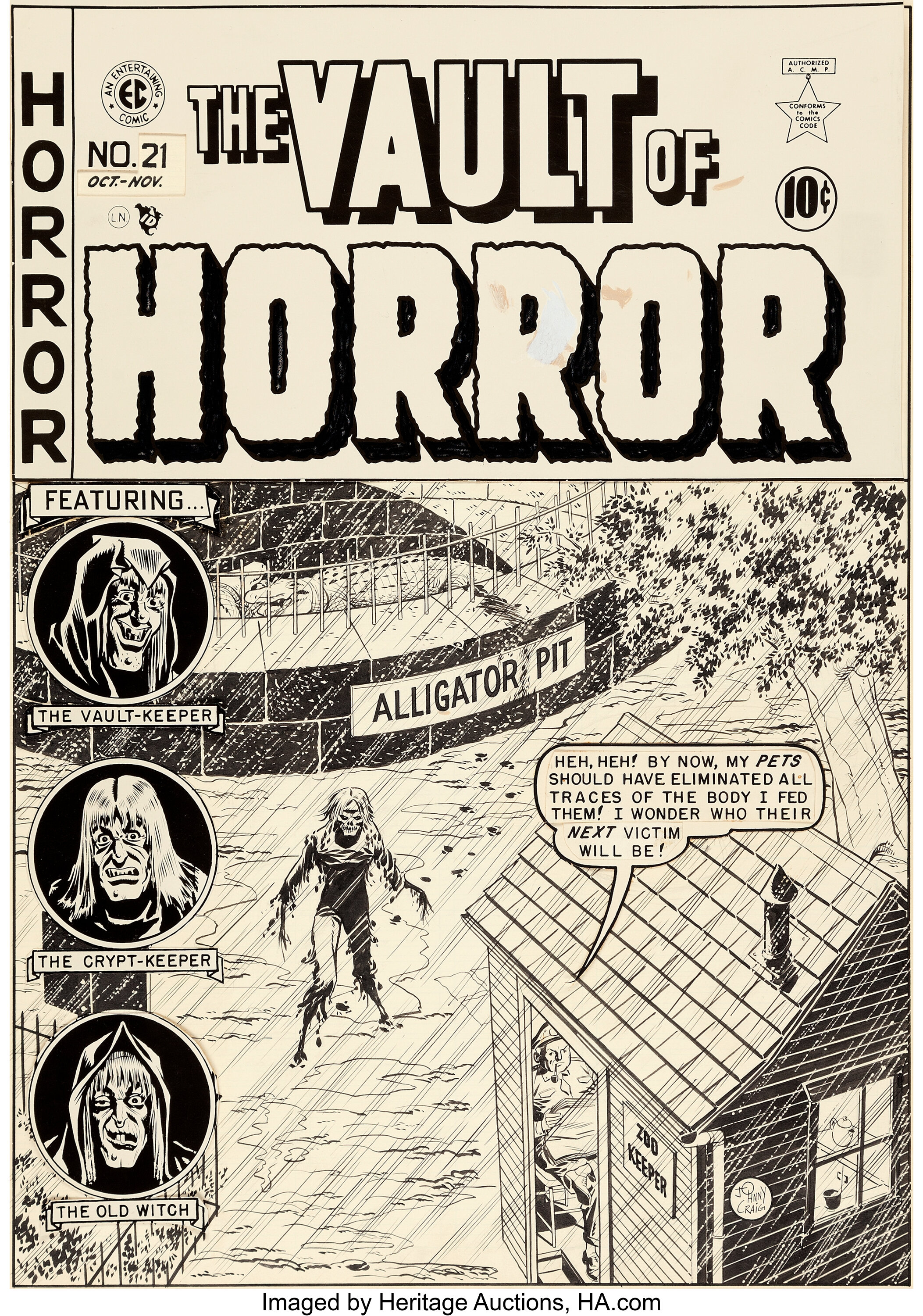 Johnny Craig Vault of Horror #21 Cover Original Art (EC, 1951 ...