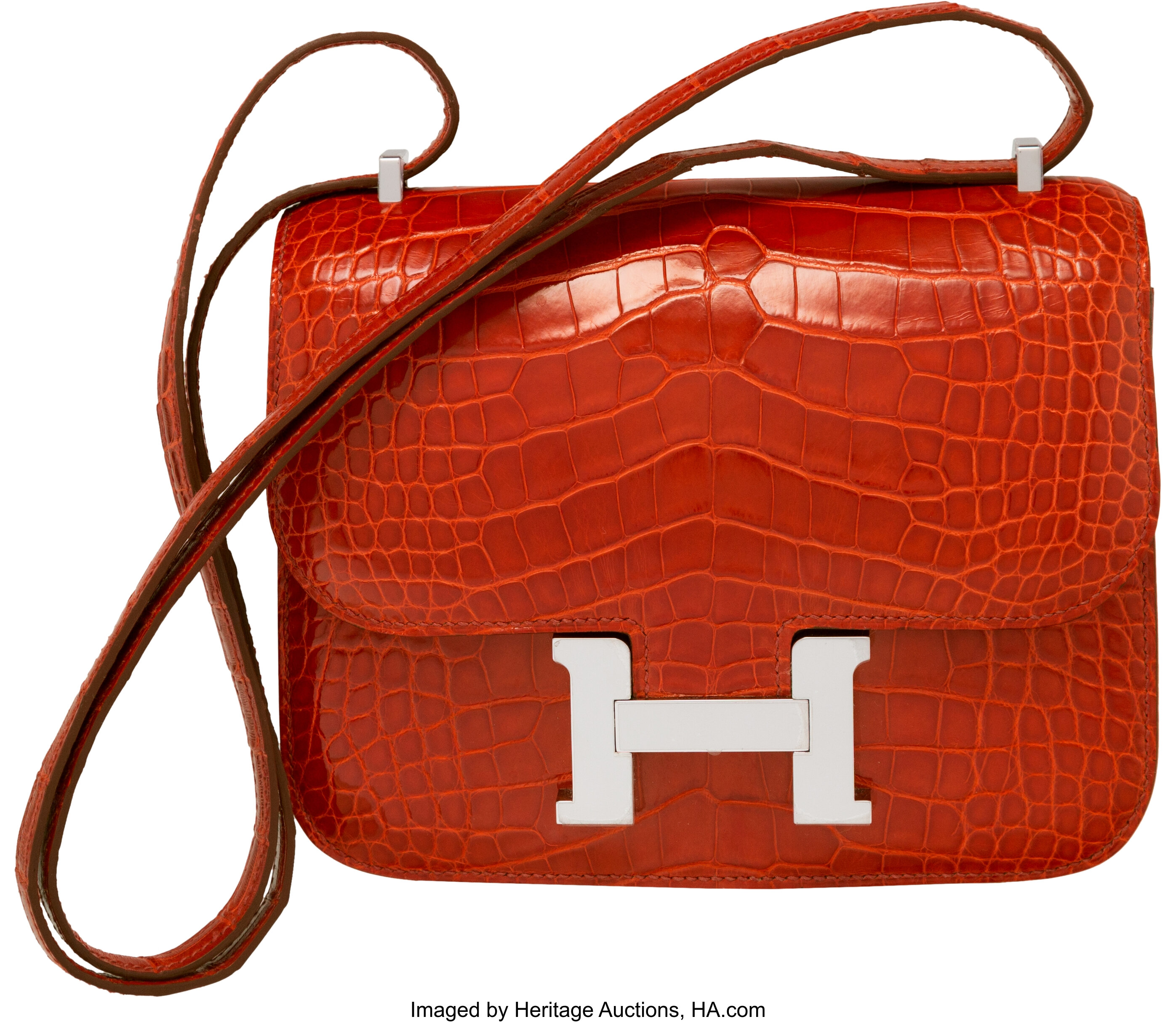 Hermes Sanguine Crocodile Leather Palladium Hardware