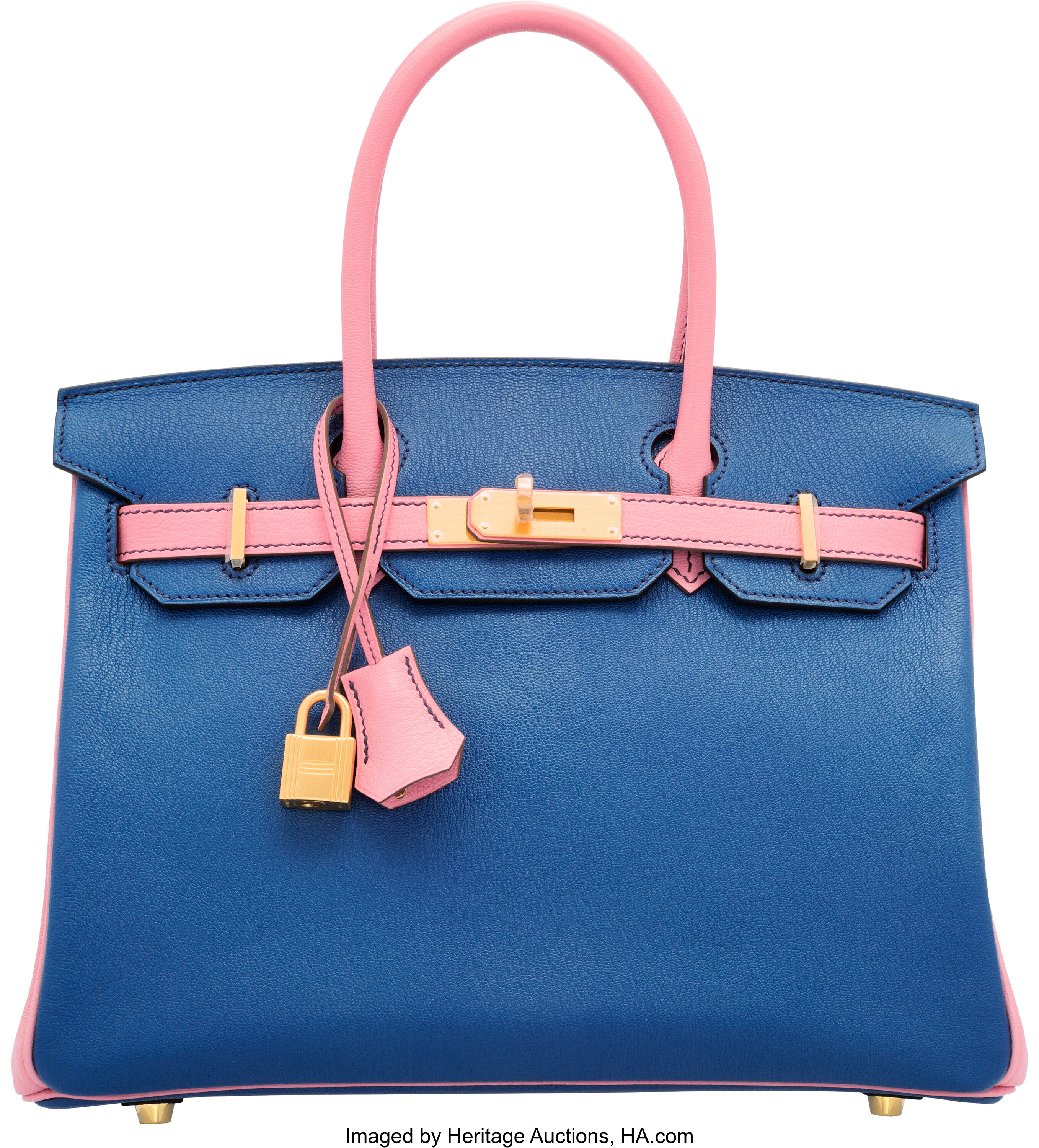 Hermès Bleu Saphir And Rose Confetti Chévre HSS Birkin 30 Gold