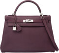 Hermes Kelly Bag 32cm Raisin Box Retourne Gold Hardware