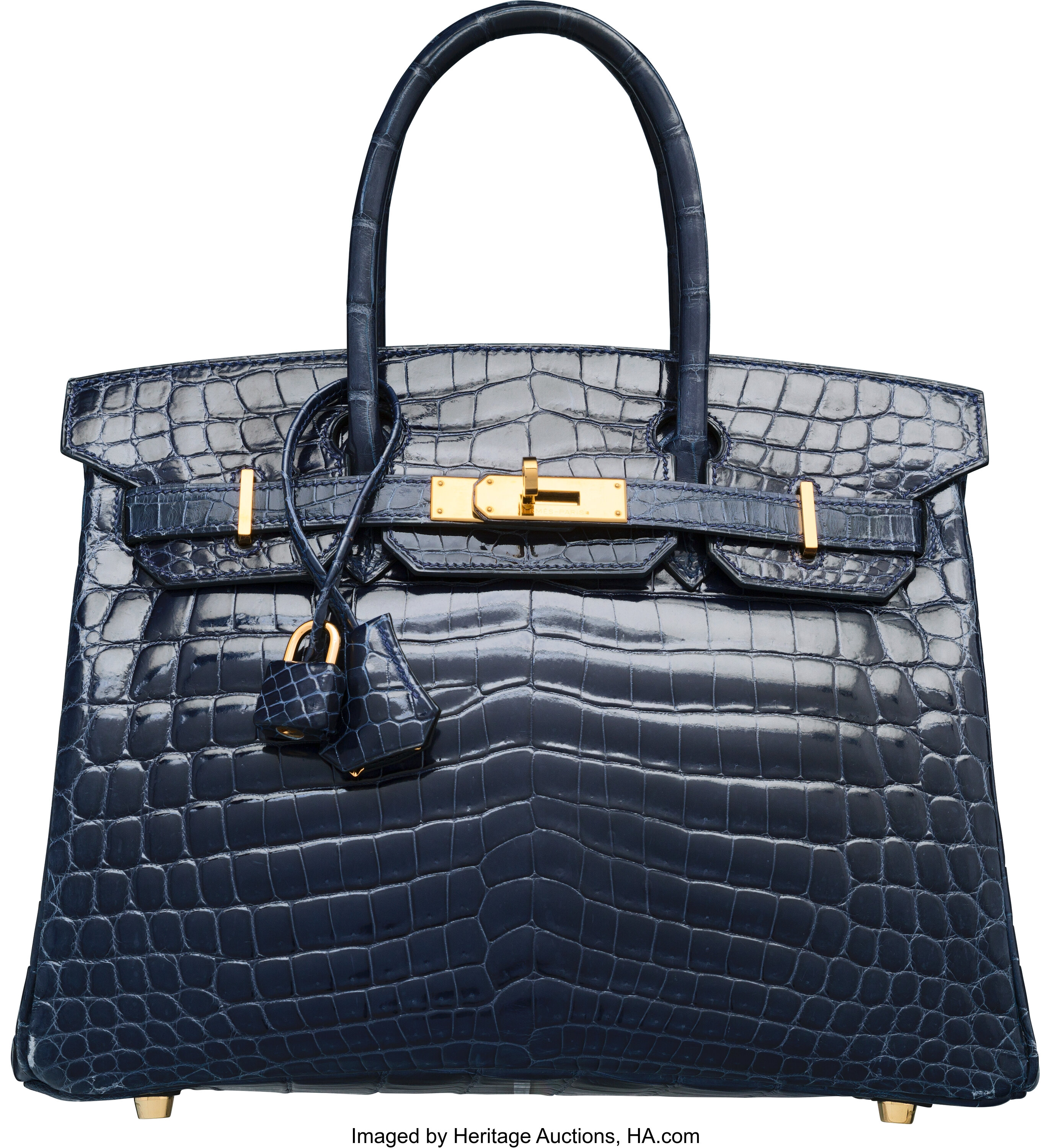 Hermes Blue Shiny Niloticus Crocodile Birkin 30 Auction