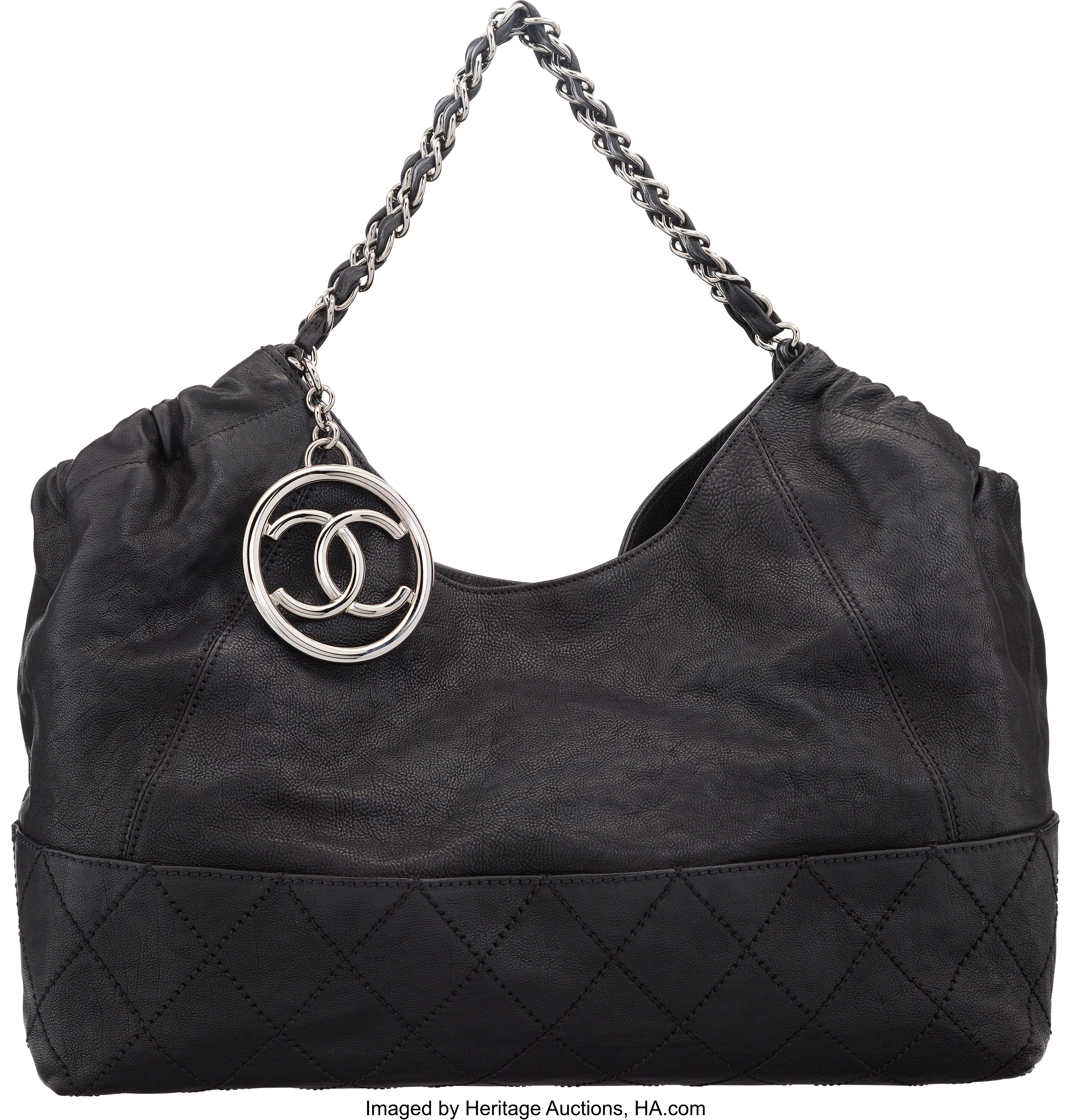 Chanel Black Quilted Black Leather Large Melrose Degrade Tote Bag, Lot  #58024