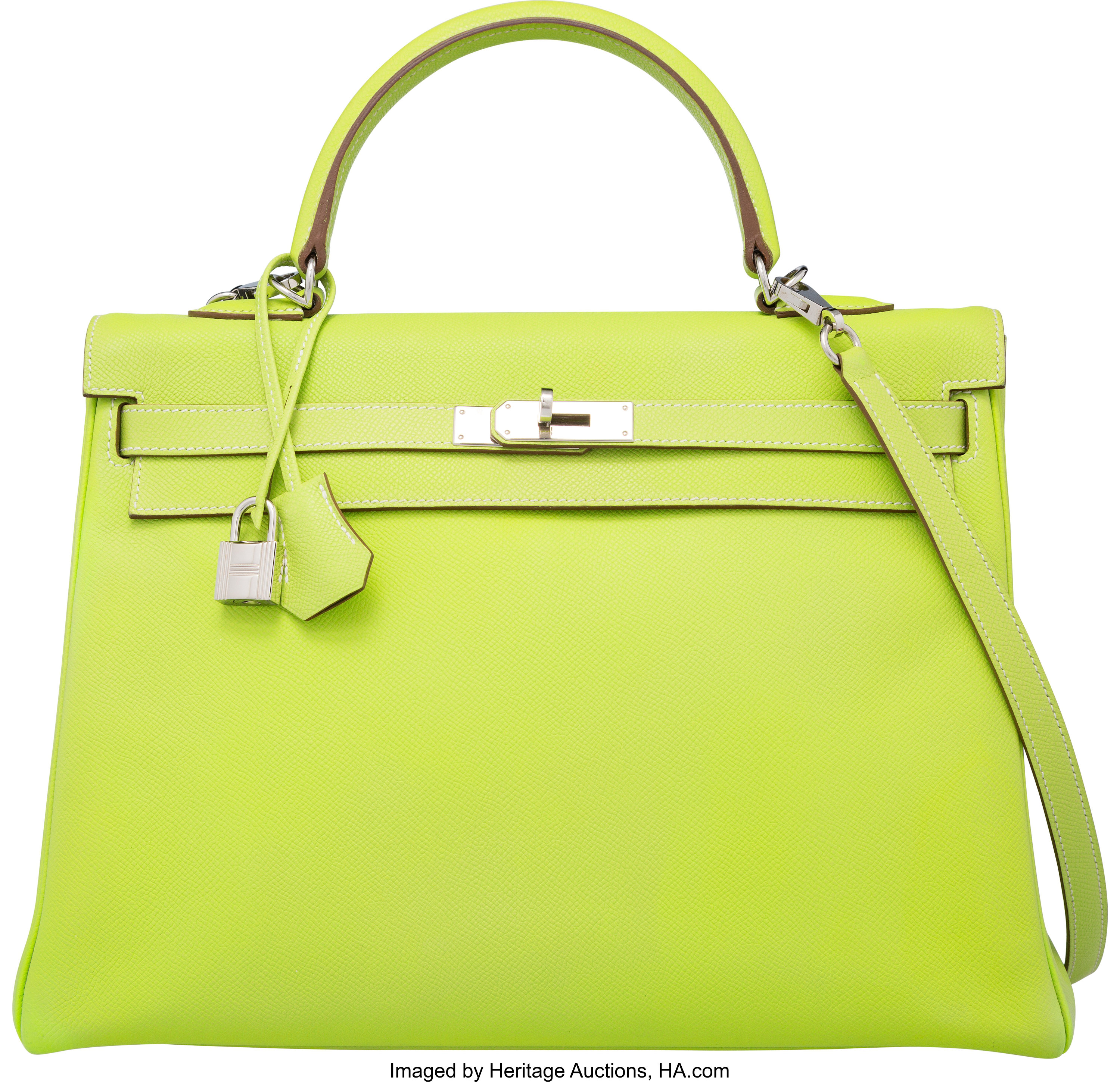 Hermes Birkin 35 Vert Chartreuse Fjord Leather Bag