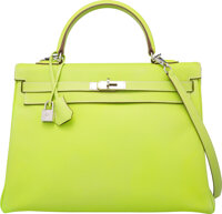 Hermes Vert Anis Ostrich Birkin With Palladium Hardware 35CM