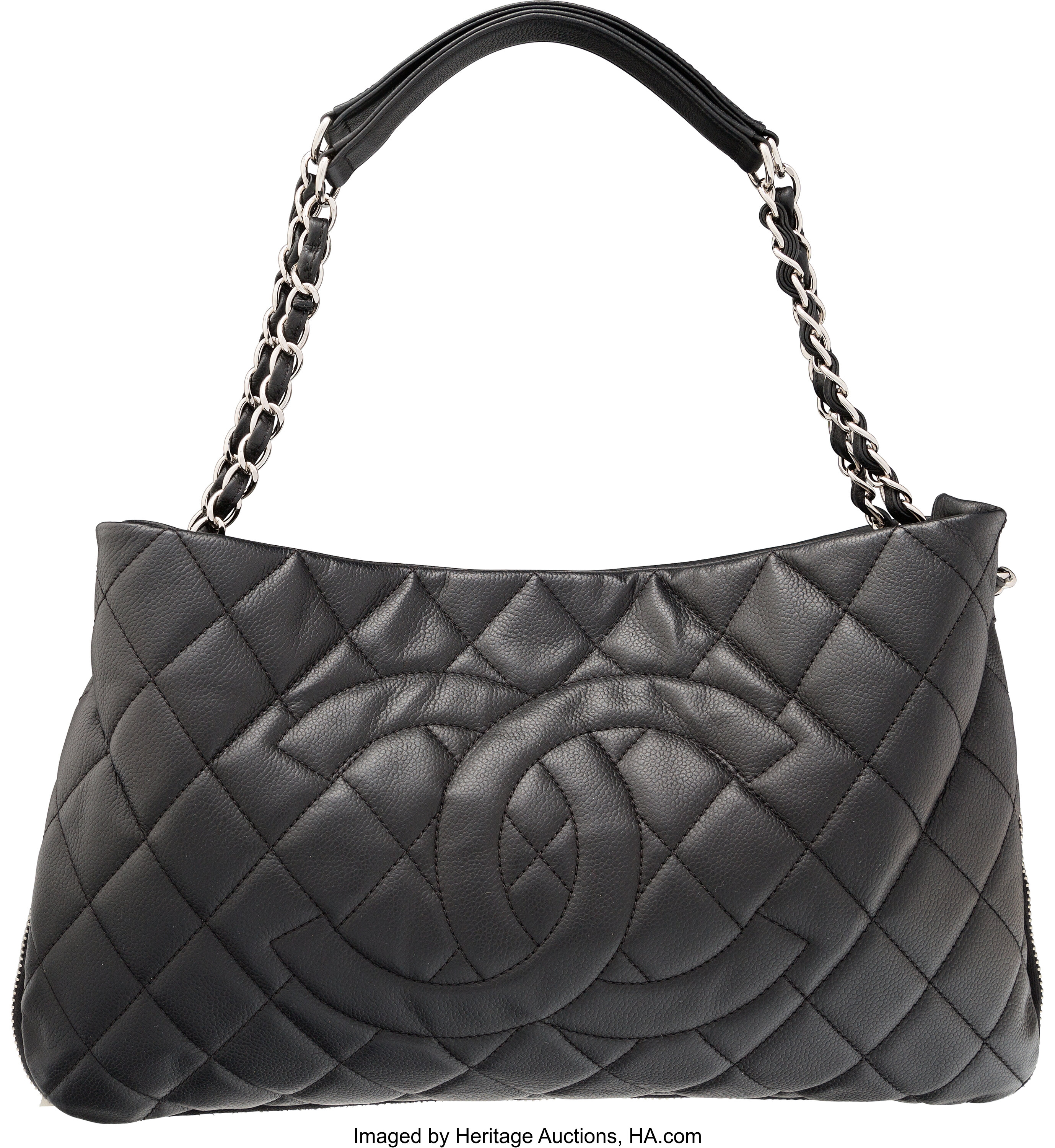 Chanel Black Caviar Leather Zip Around Men Women Carryall Travel Case  Clutch Bag