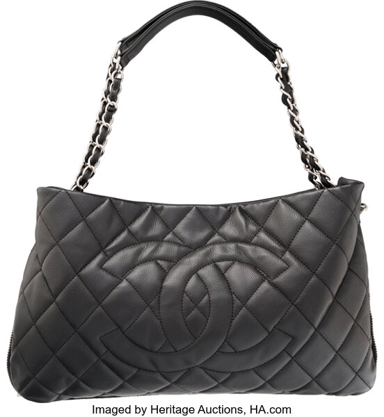 Chanel Epsom Black Leather Zipped Tote - Vintage Lux