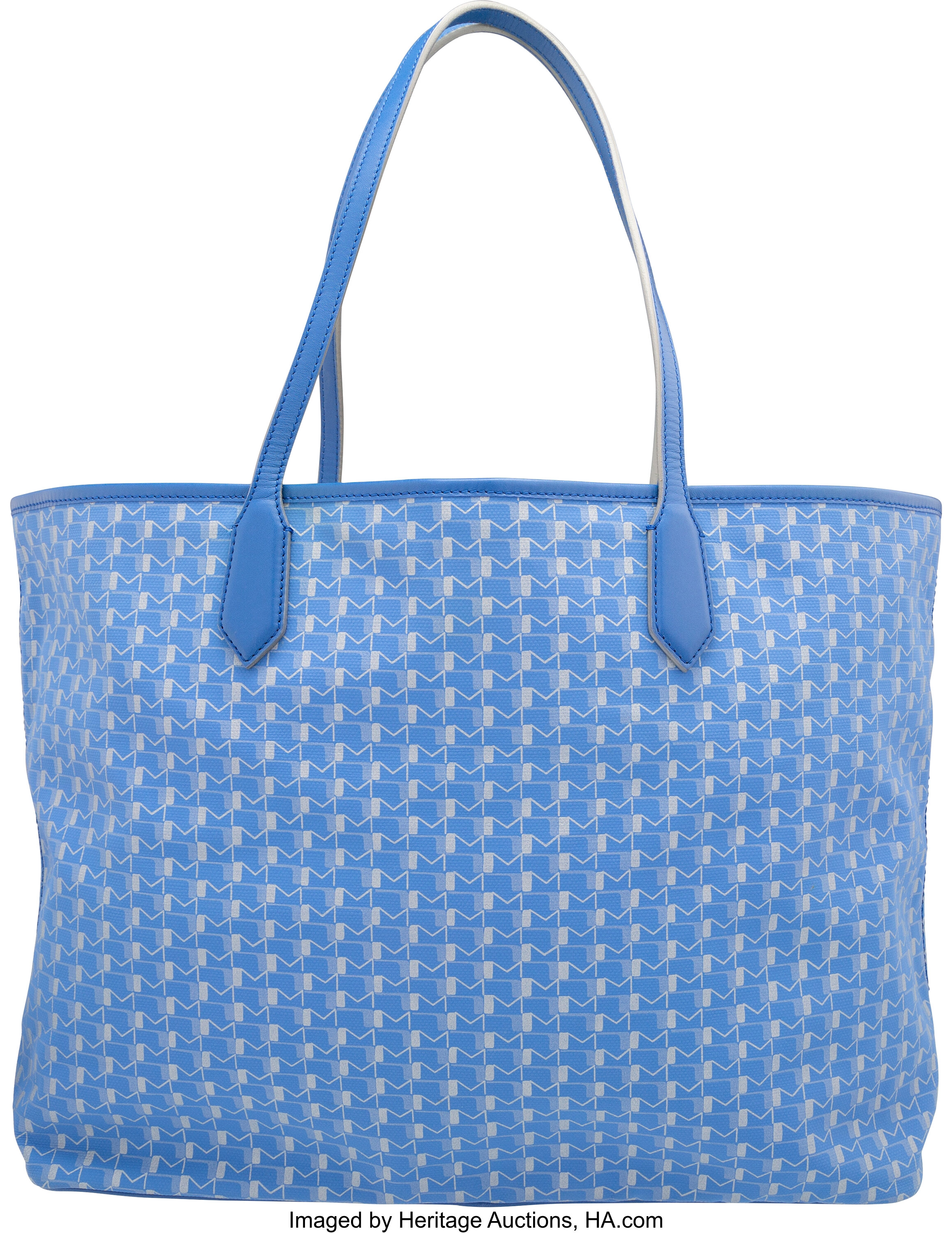 Moynat Blue Monogram Canvas Cabas Tote Bag. Excellent Condition