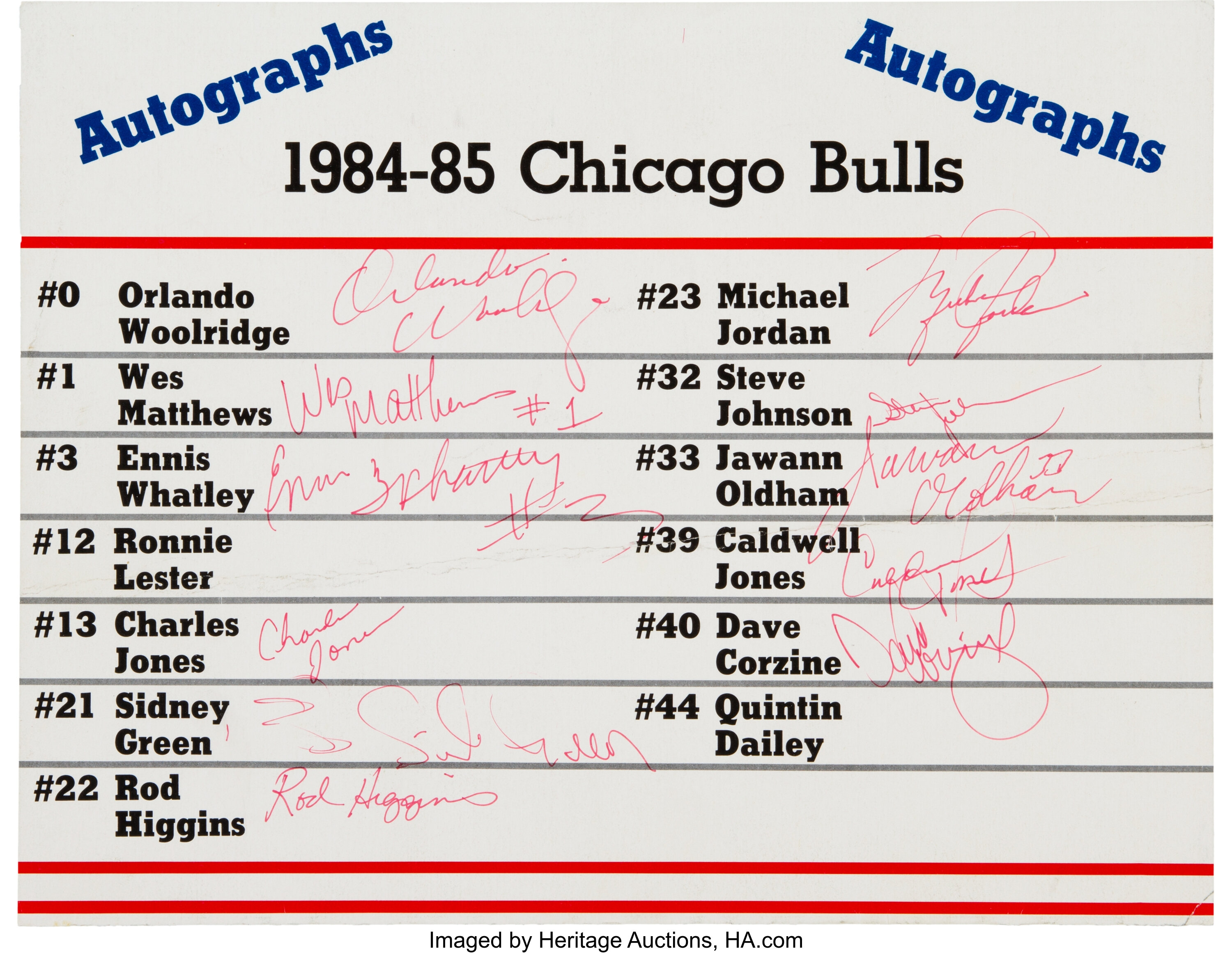 Michael Jordan Autographed 1984-85 Chicago Bulls Red Rookie