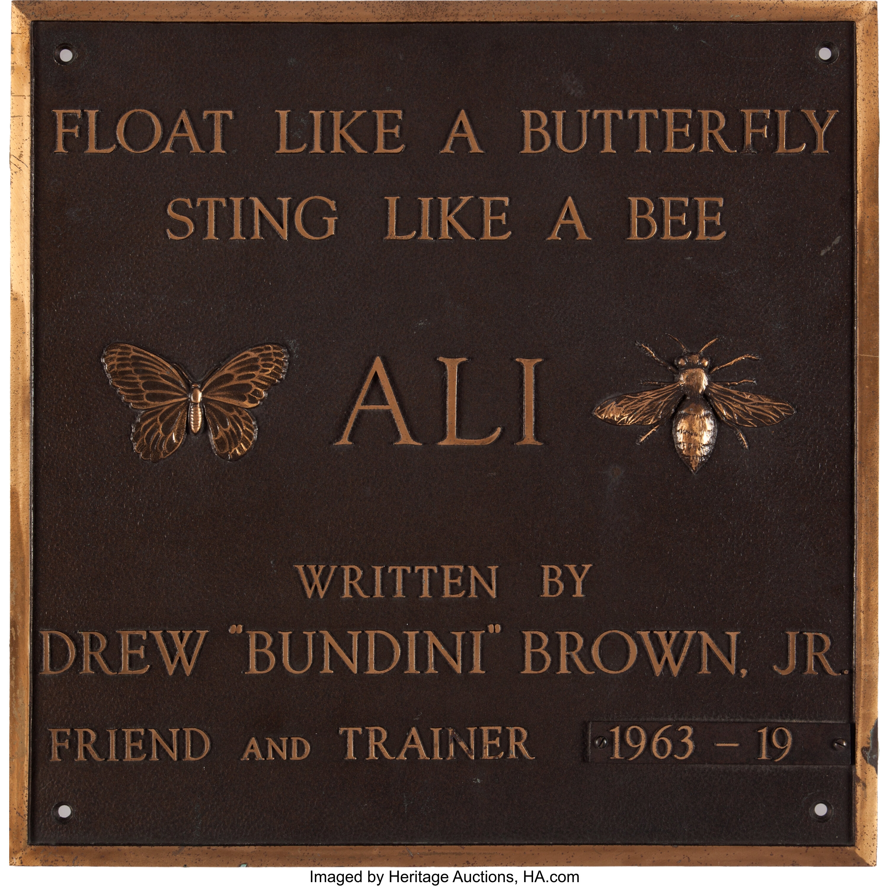 1970 S Muhammad Ali Float Like A Butterfly Sting Like A Bee Brass Lot Heritage Auctions