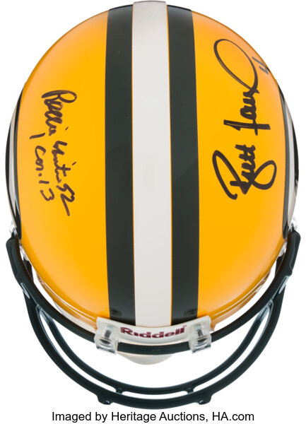 Reggie White Brett Favre & Super Bowl XXXII Team Signed Packers Pro Helmet  BAS