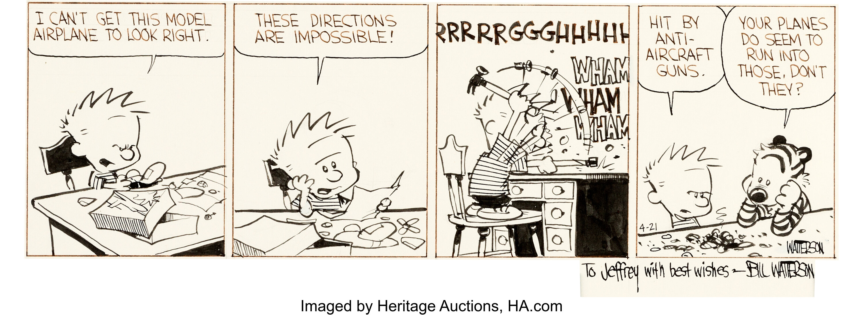 Bill Watterson Calvin And Hobbes Daily Comic Strip Original Art Lot 93255 Heritage Auctions 4288