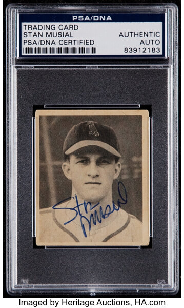 Sold at Auction: 1948 Bowman #36 Stan Musial autographed Rookie card.