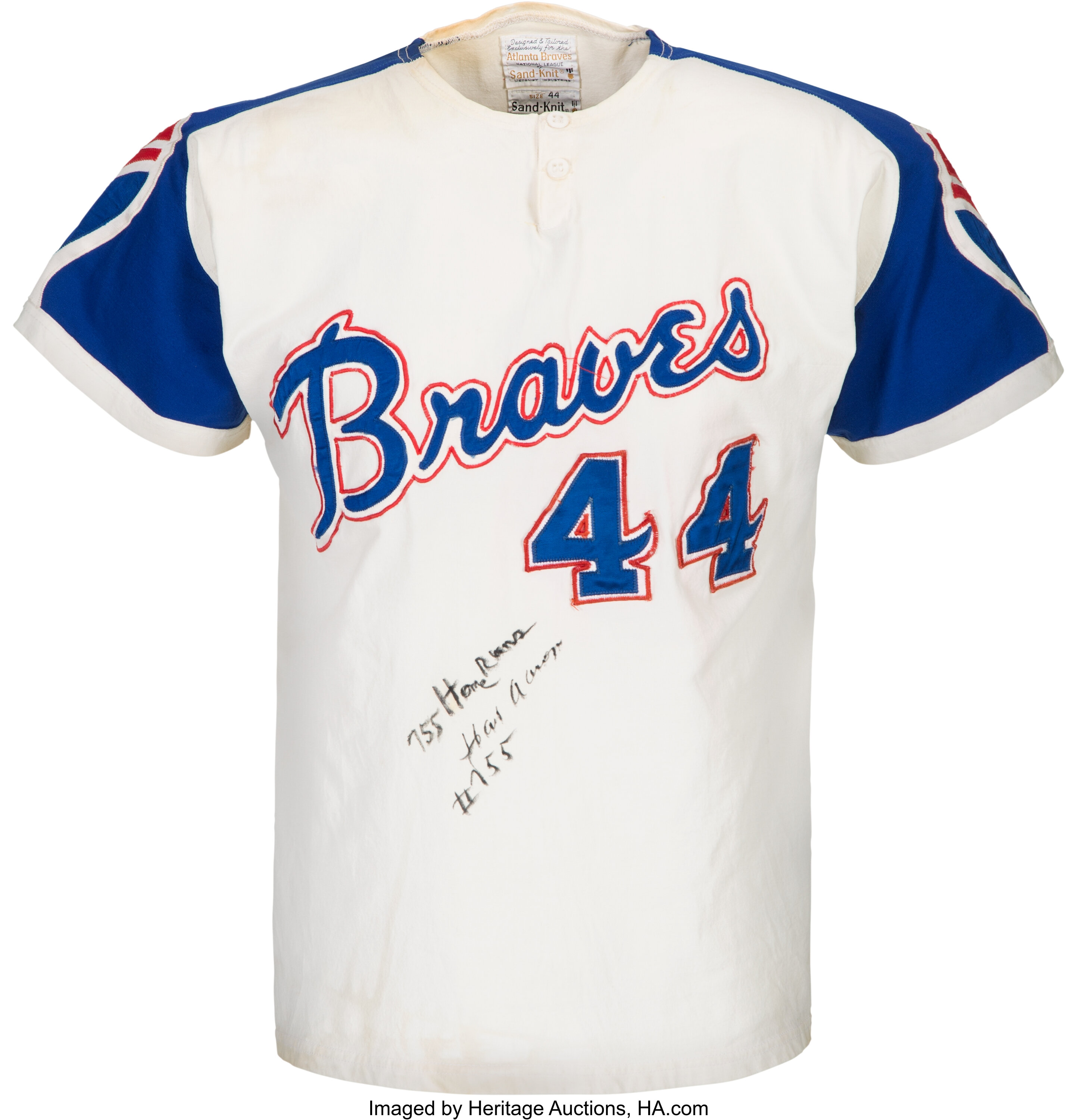 Jersey for the Atlanta Braves worn and autographed by Hank Aaron