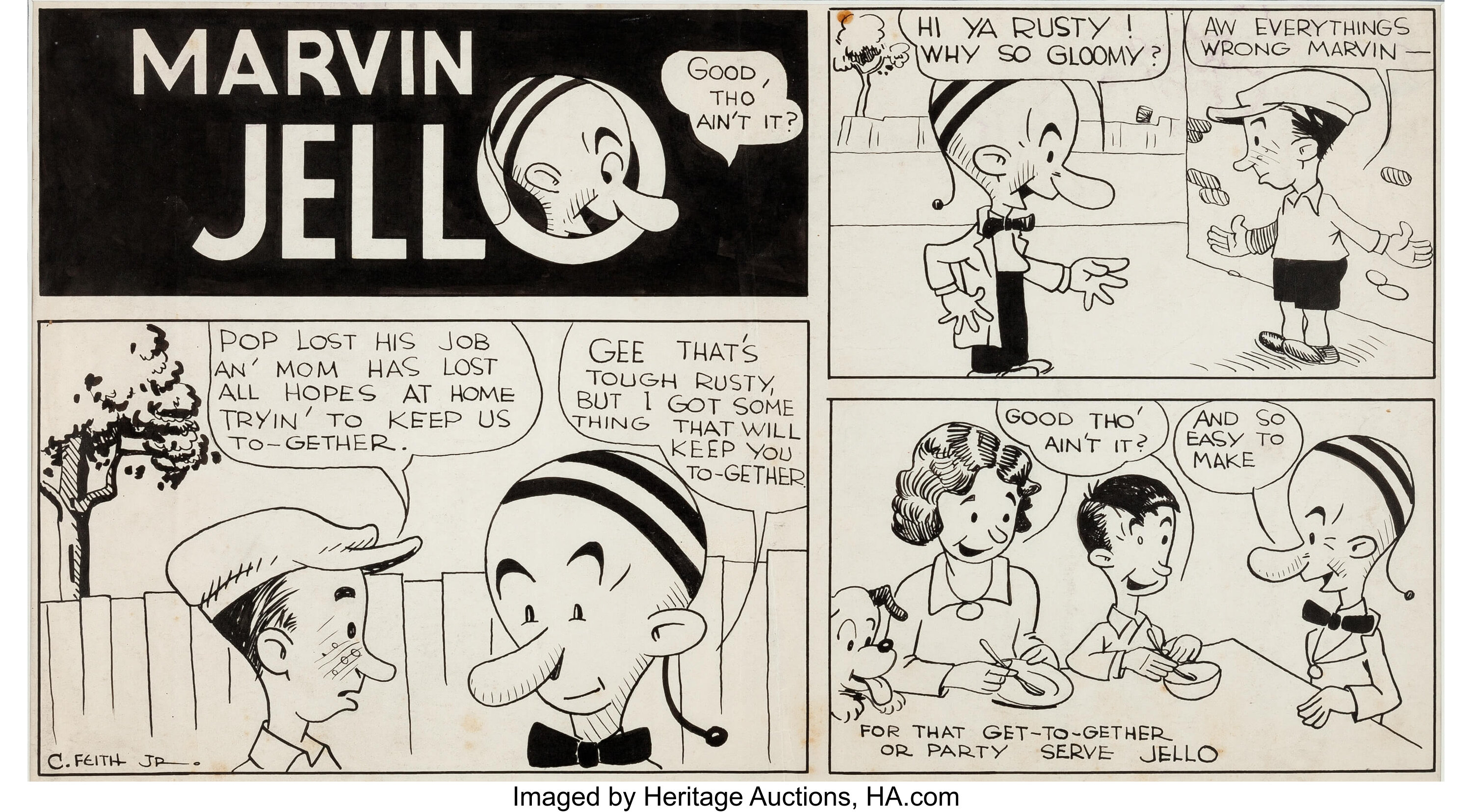 C Feith Jr Marvin Jello Advertising Comic Strip Original Art C