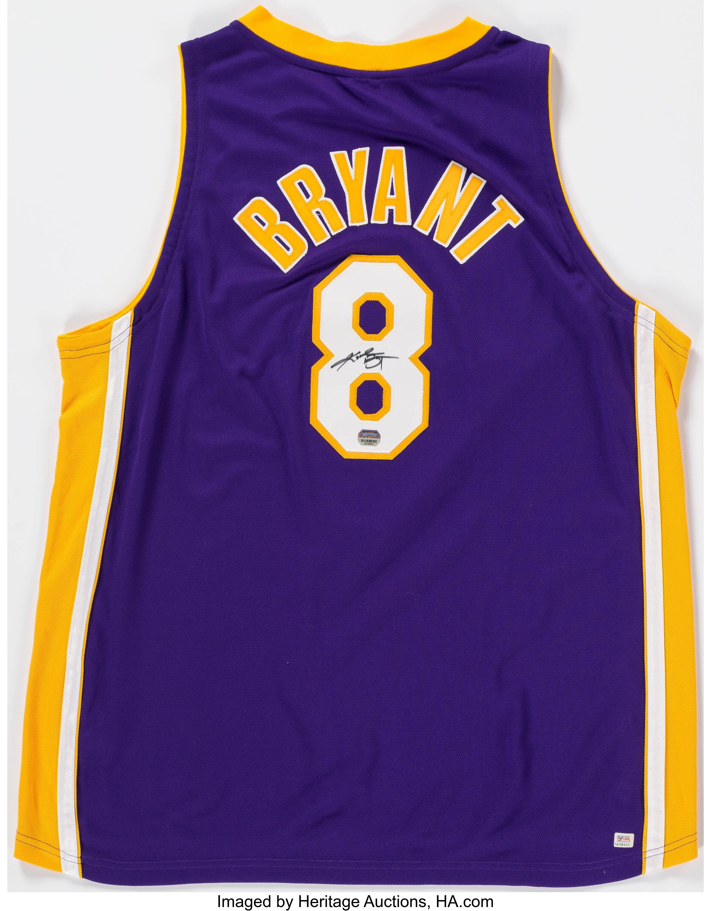 Kobe Bryant Signed Lakers White Jersey Photo
