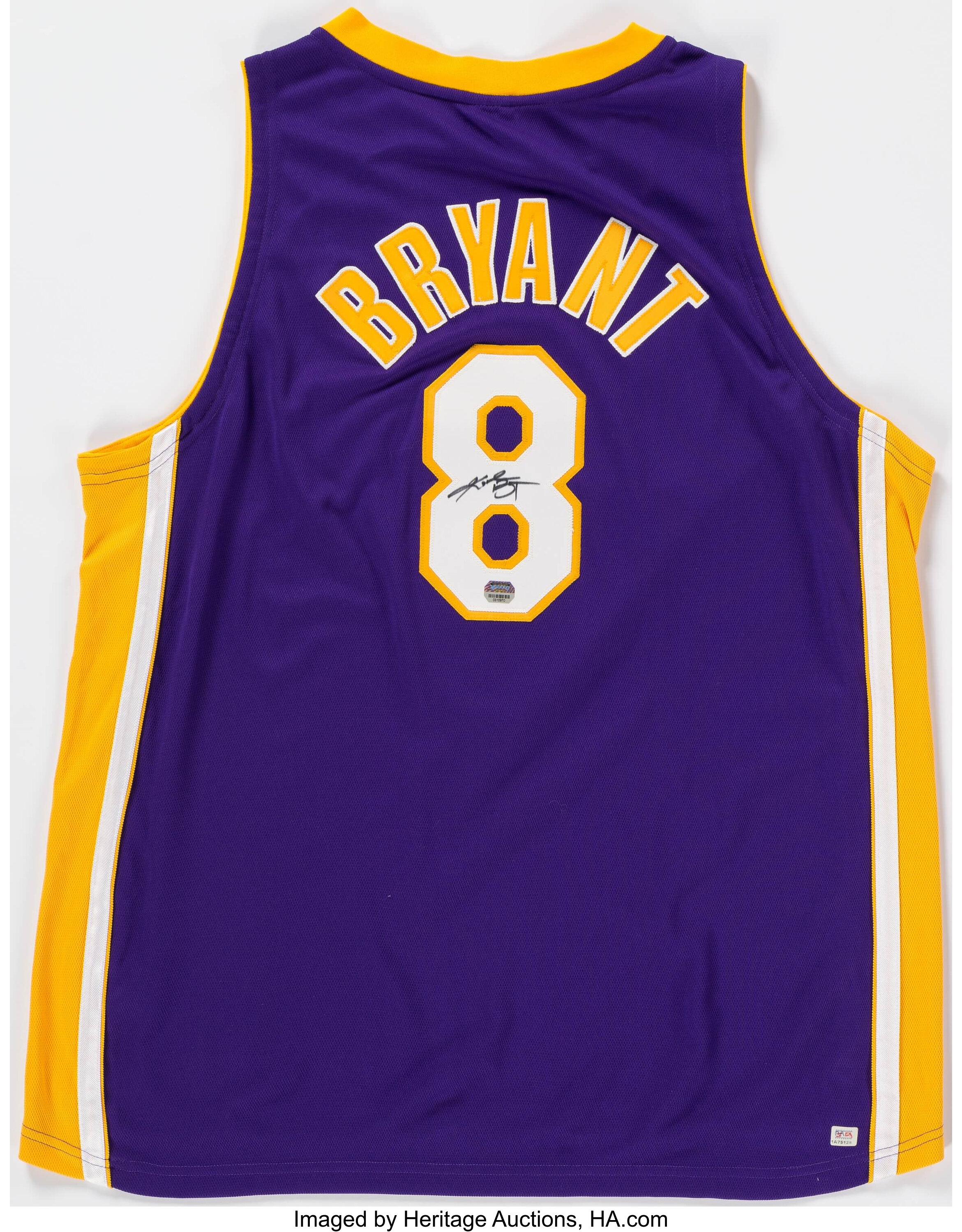 Signed and authenticated Kobe Bryant away Lakers Jersey #8