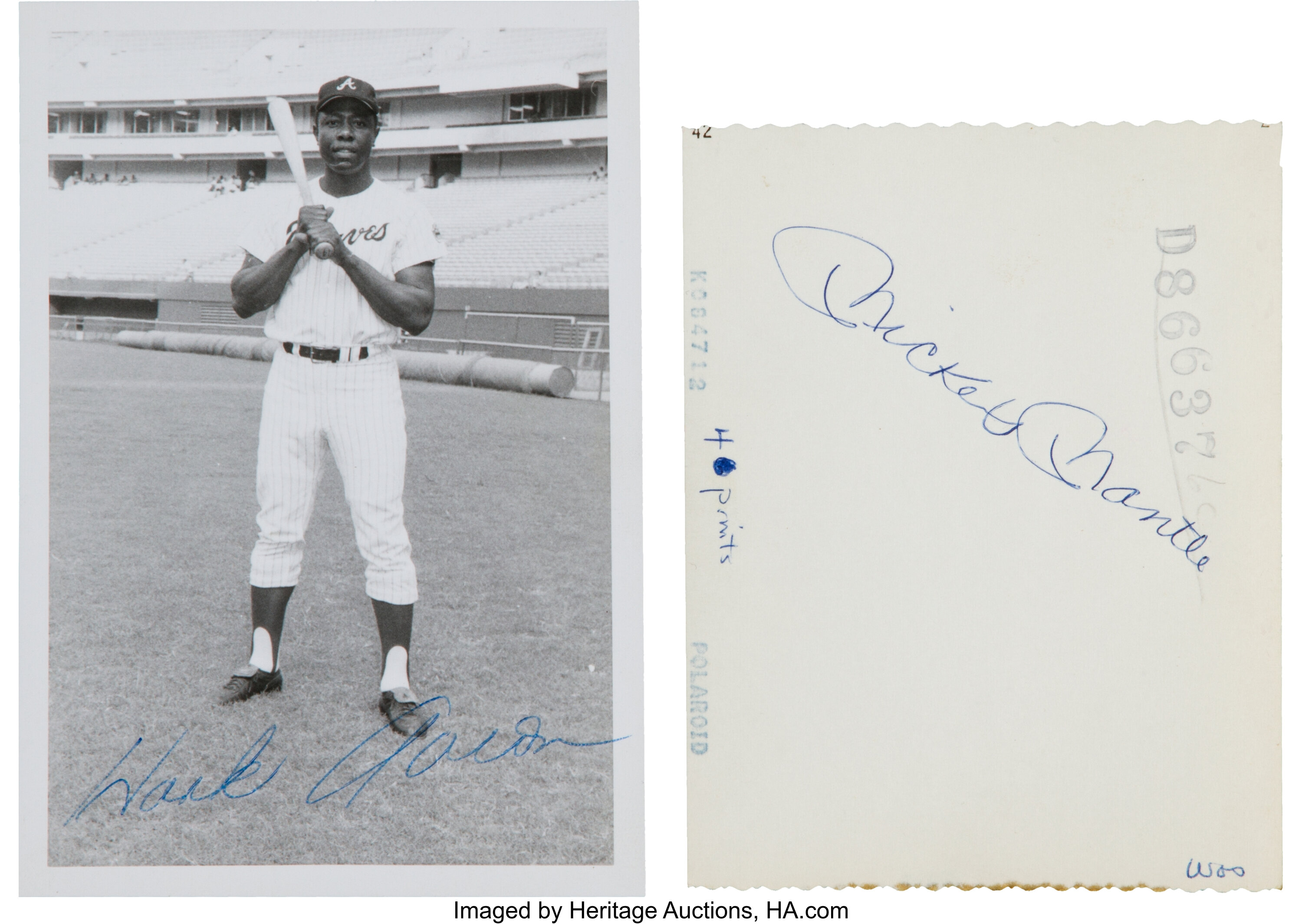 Mickey Mantle And Hank Aaron Holding Canvas Print