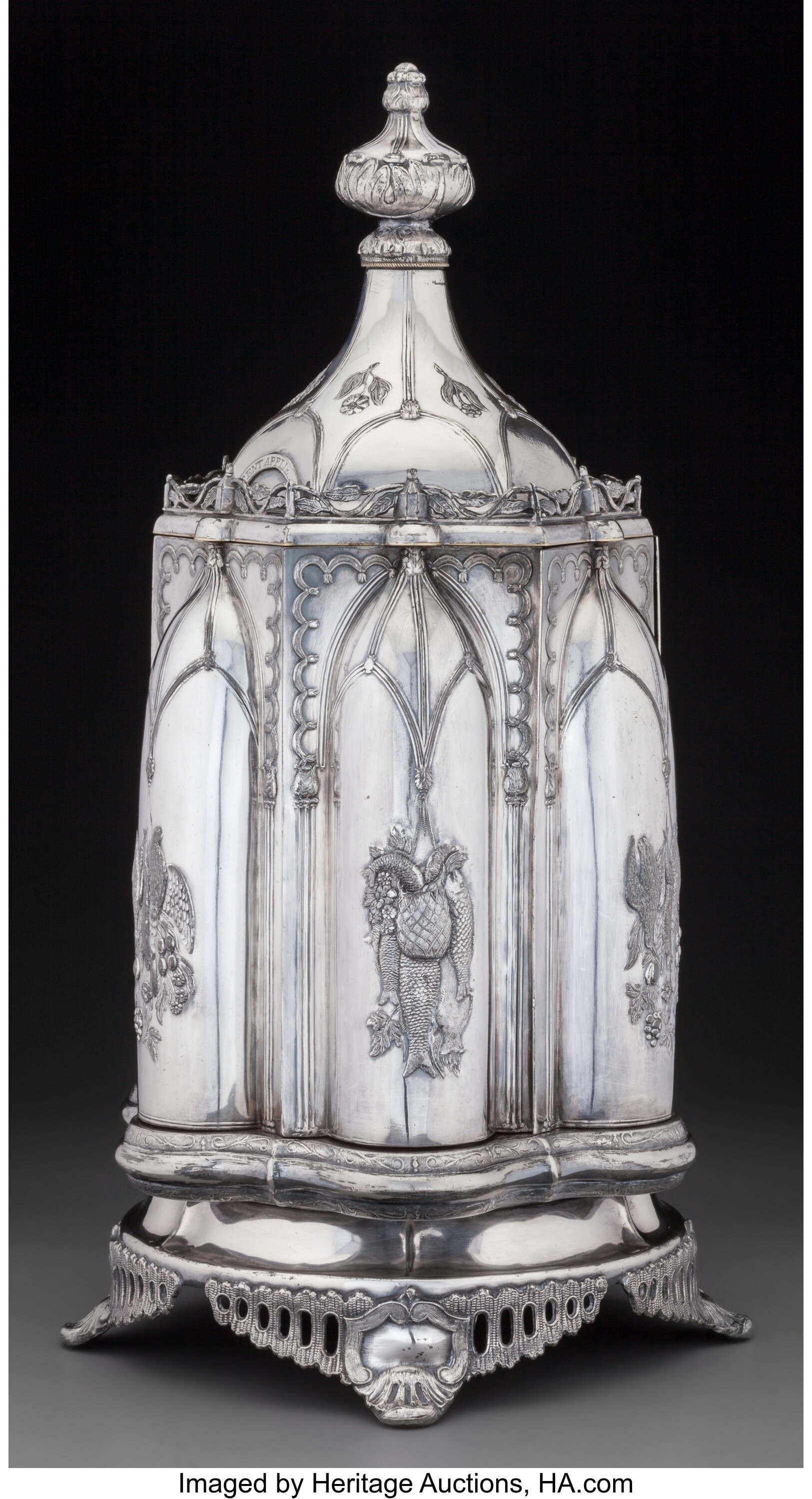 A Roswell Gleason & Sons Gothic Revival Silver-Plated and Cut-Glass ...