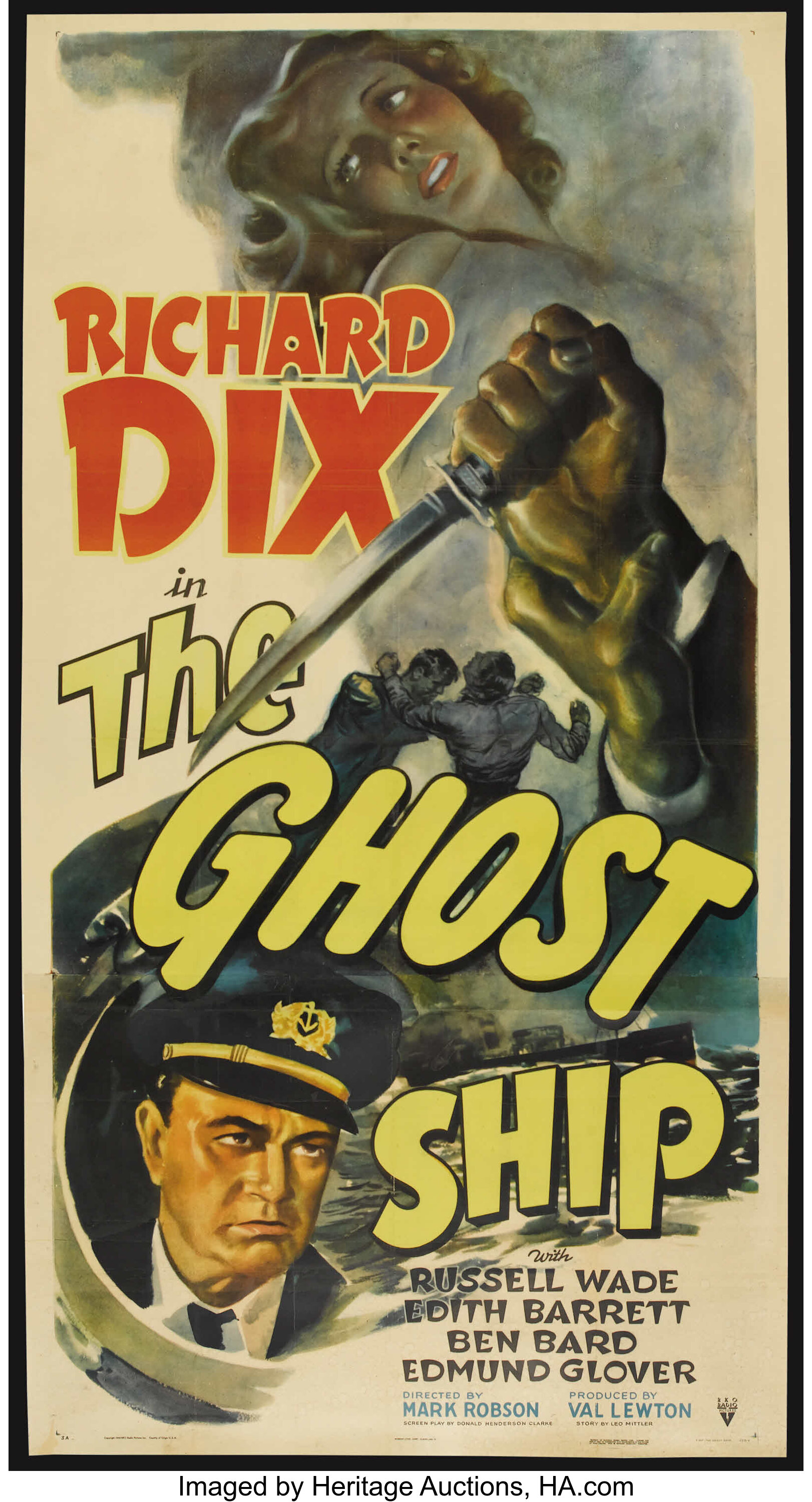 The Ghost Ship Rko 1943 Three Sheet 41 X 81 Horror Lot Heritage Auctions