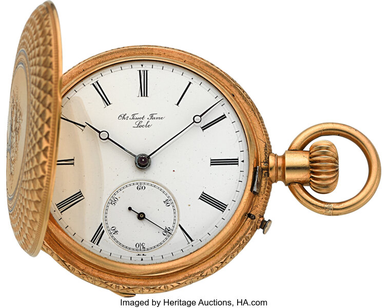 Ch. Tissot Favre 18k Gold Enamel Pocket Watch. Timepieces