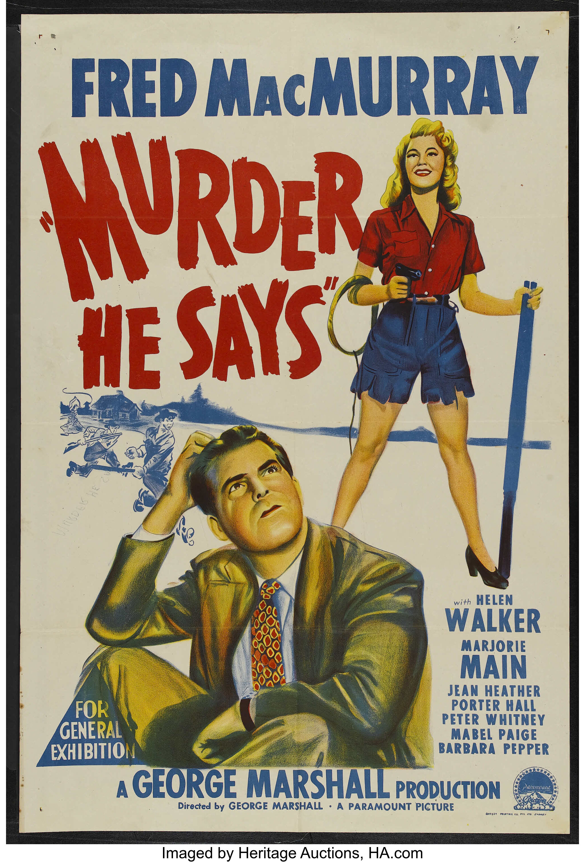 Sold at Auction: MURDER IN THE FIRST LRG FORMAT MOVIE POSTER 42