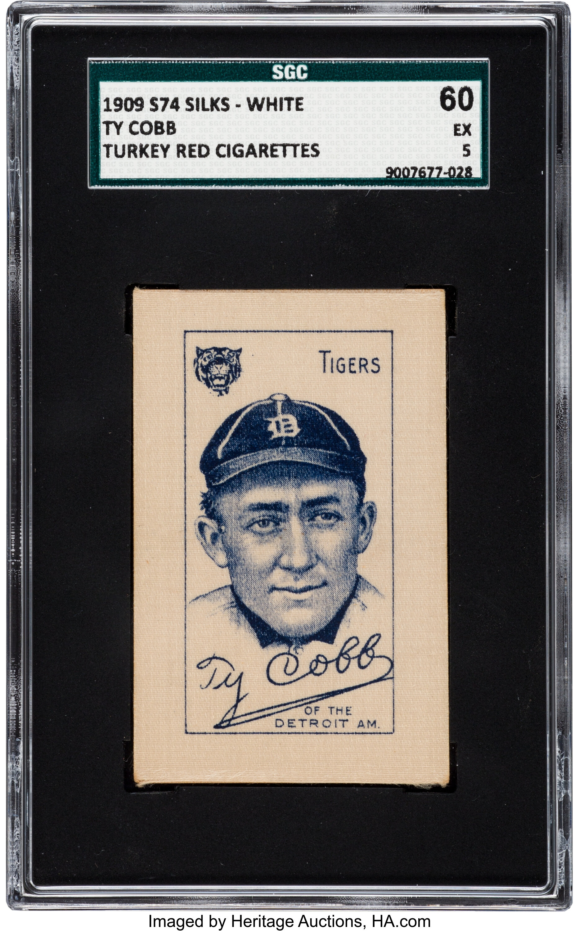 1909 S74 Silks - White Old Mill Ty Cobb SGC 40 VG 3. Baseball