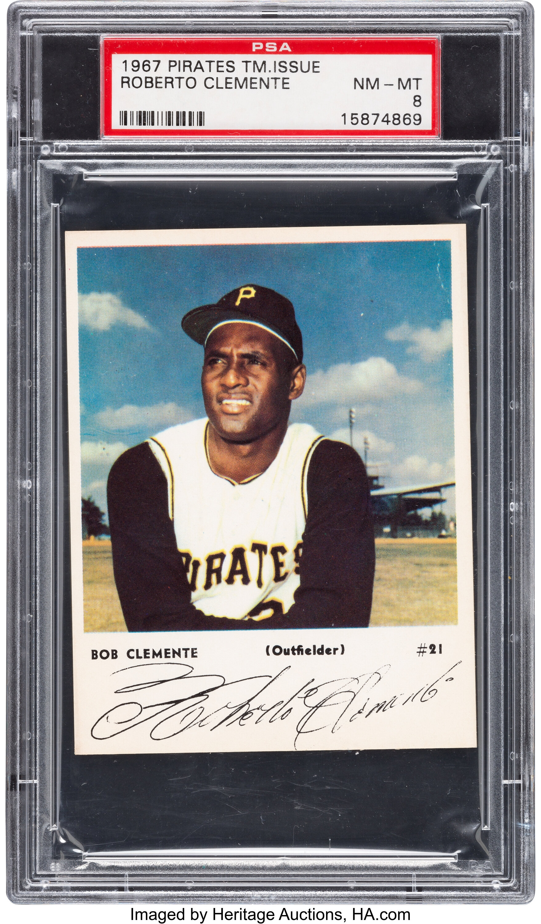 1967 Pittsburgh Pirate Team Issue Roberto Clemente #21 (Yellow Cap