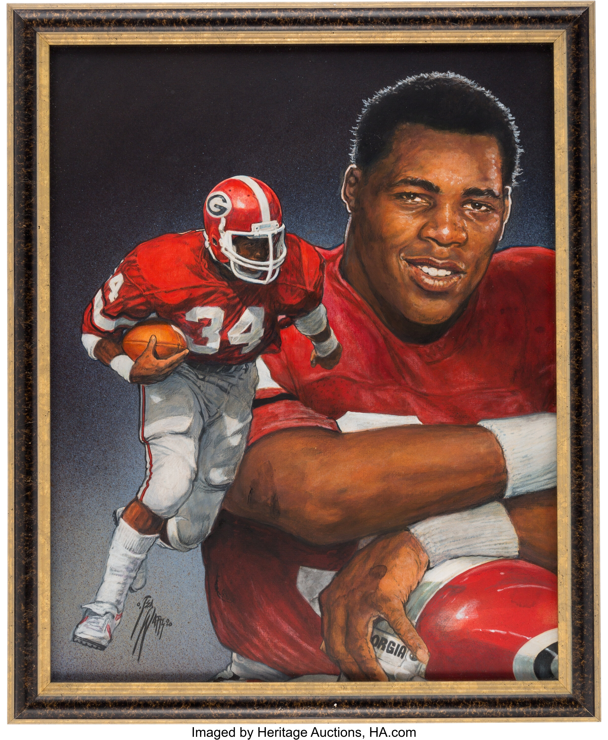 1982 Herschel Walker Heisman Trophy Winner Original Artwork by Ted ...