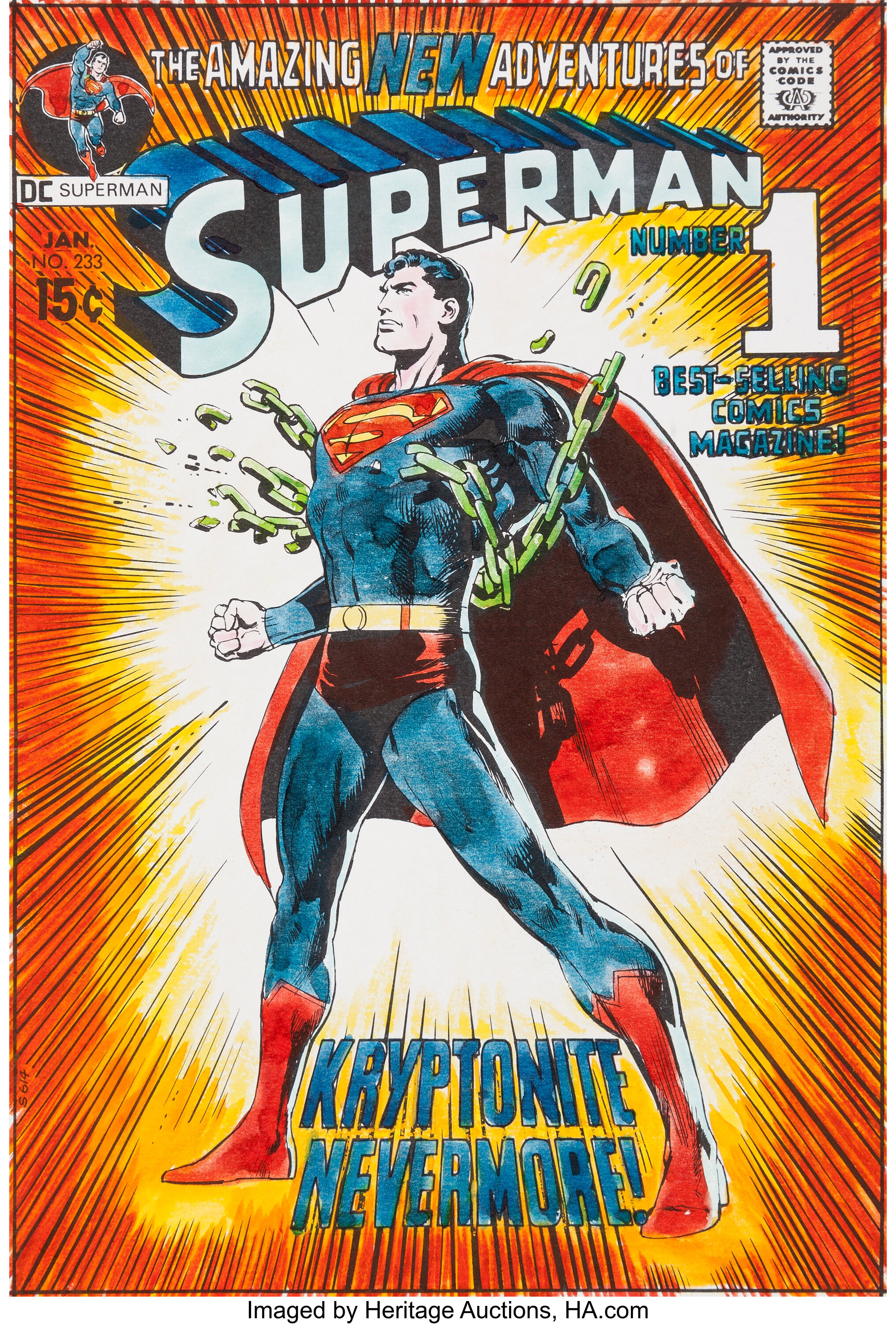 Neal Adams Superman 233 Production Color Guide Art Dc 1971 Lot 93281 Heritage Auctions