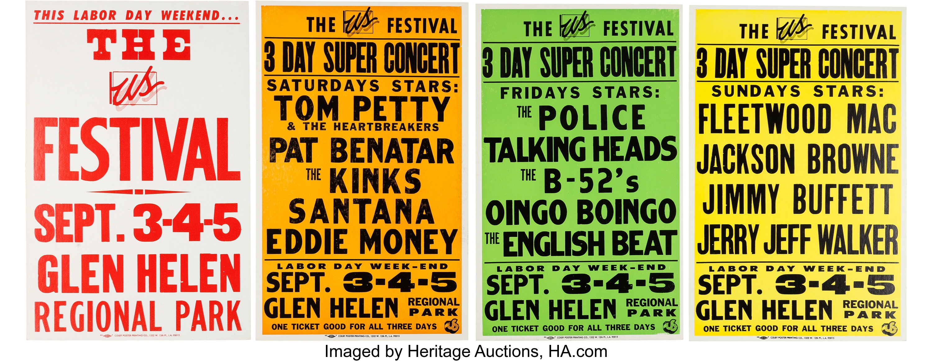 Set of Four US Festival Concert Posters (1982).... (Total: 4 Items