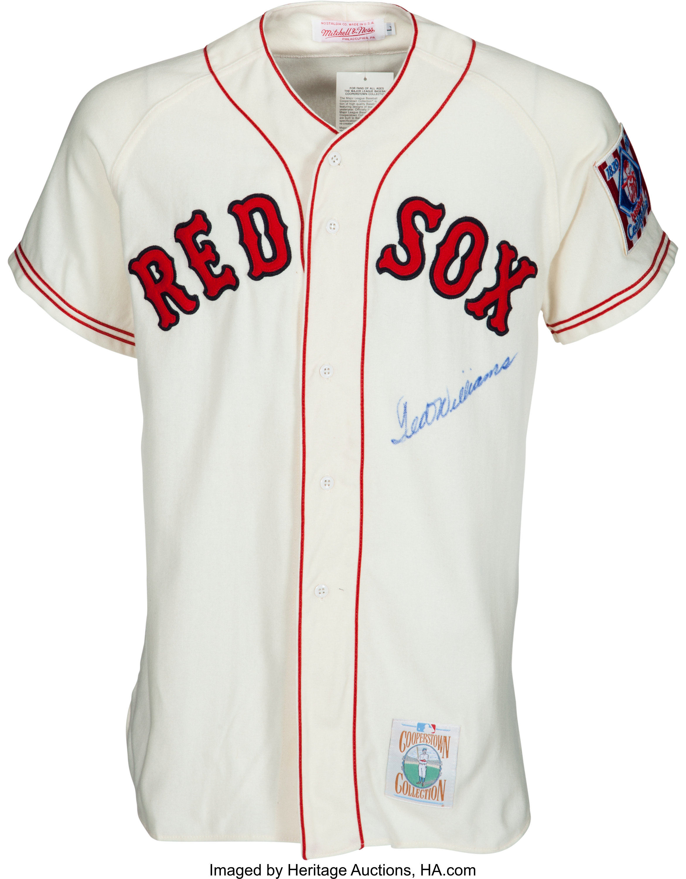 1990's Ted Williams Signed Boston Red Sox Jersey. Baseball