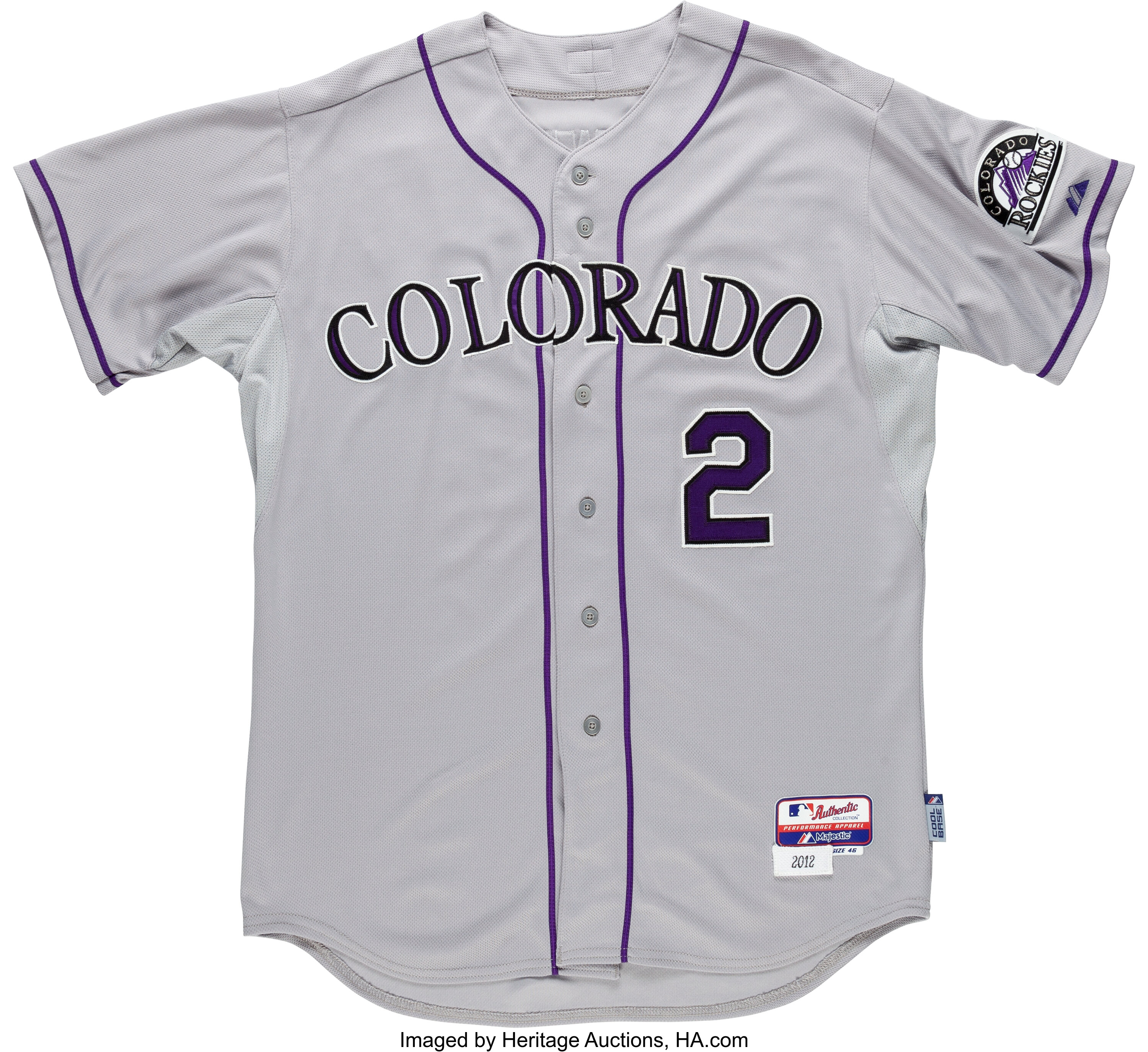 Authenticated Game Used Jersey - #2 Troy Tulowitzki (July 30, 2016 vs  Baltimore Orioles). Tulowitzki went 0-for-3 with 1 Run, 1 RBI and 1 Walk.  Size 46