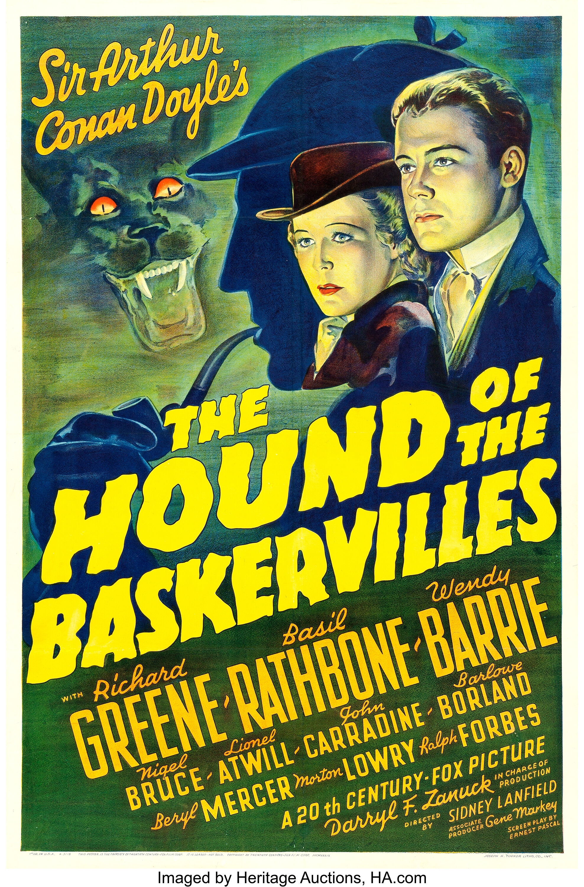 The Hound of the Baskervilles (20th Century Fox, 1939). One Sheet