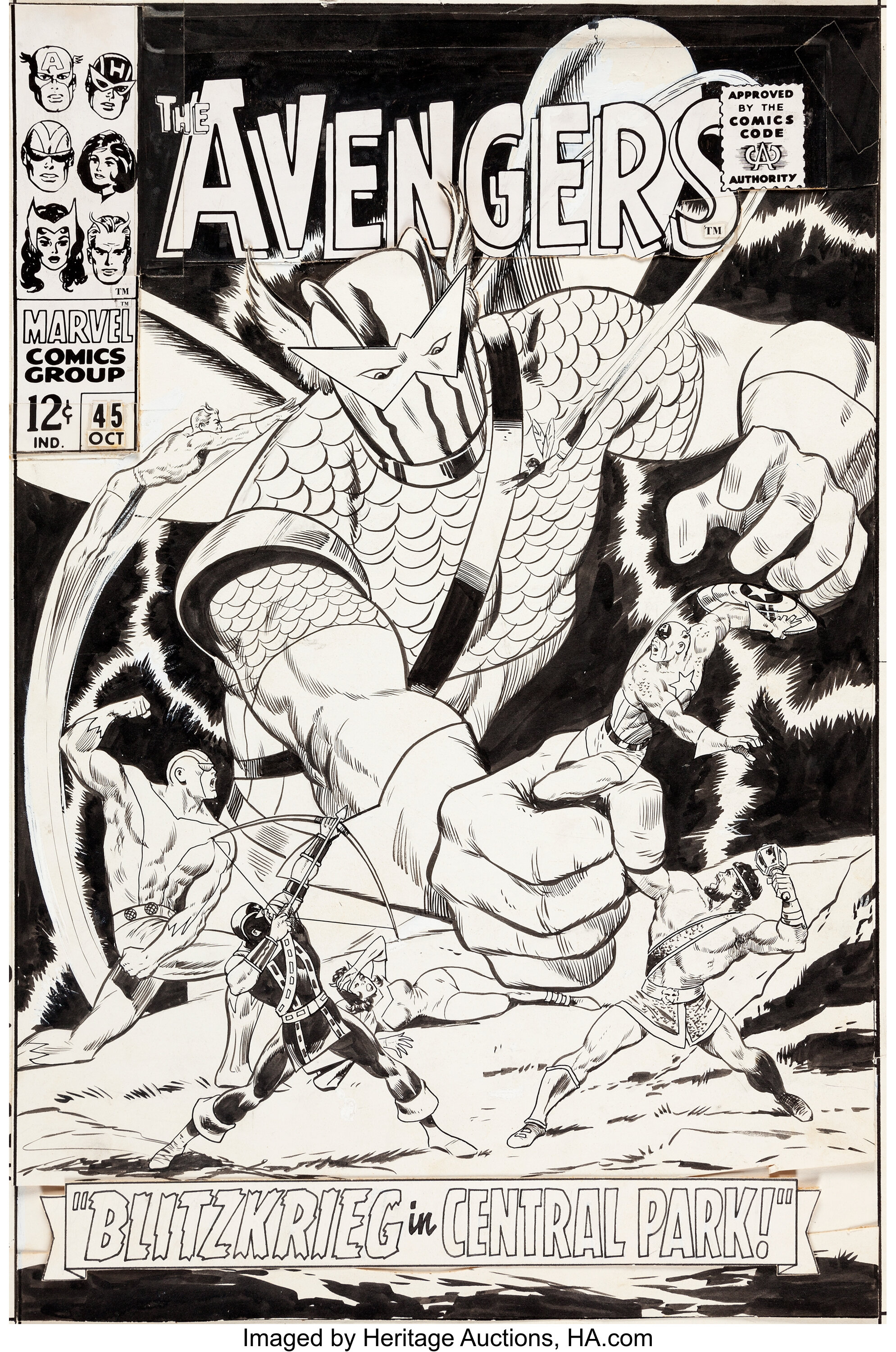 John Buscema and Vince Colletta Avengers #45 Cover Original Art | Lot ...