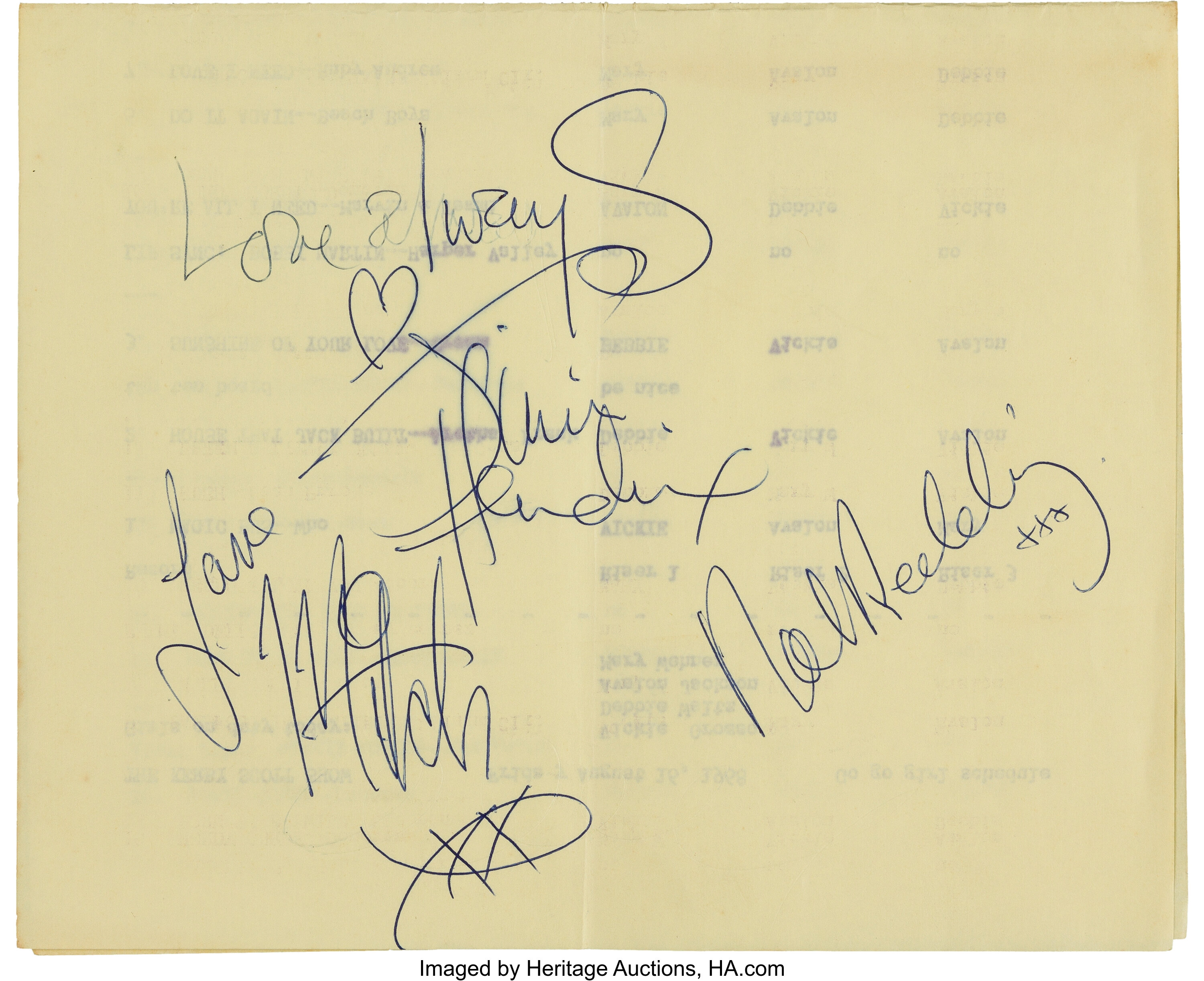 Jimi Hendrix Experience Signed Kirby Scott Show Schedule (1968 ...