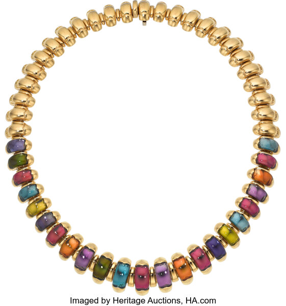 Multi-Stone, Gold Necklace, Bvlgari. ... Estate Jewelry Necklaces | Lot  #54626 | Heritage Auctions