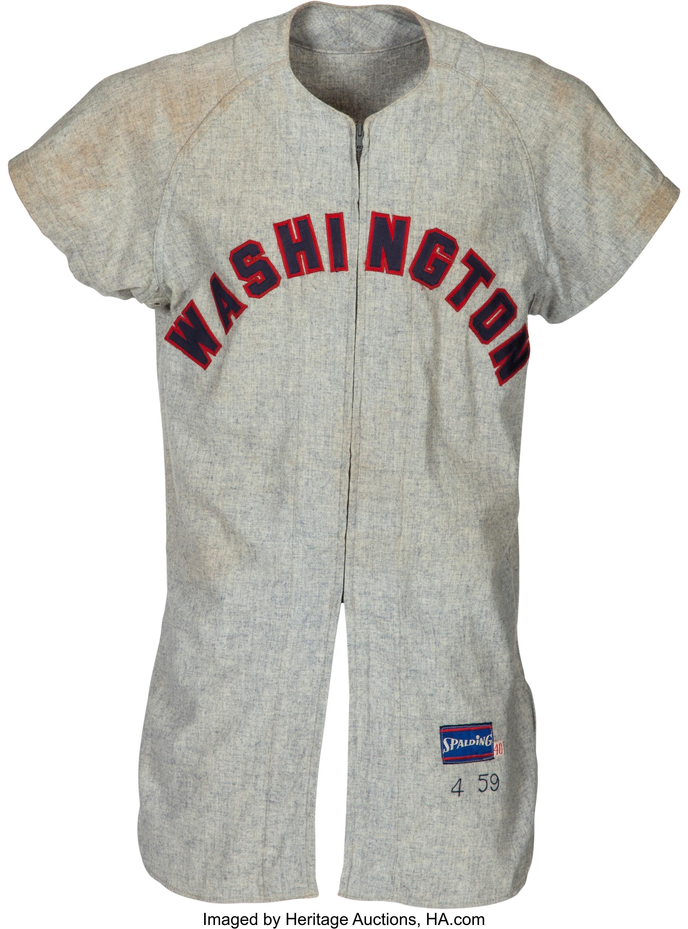 Lot Detail - 1959 Ken Aspromonte Washington Senators Game-Used Road Flannel  Jersey