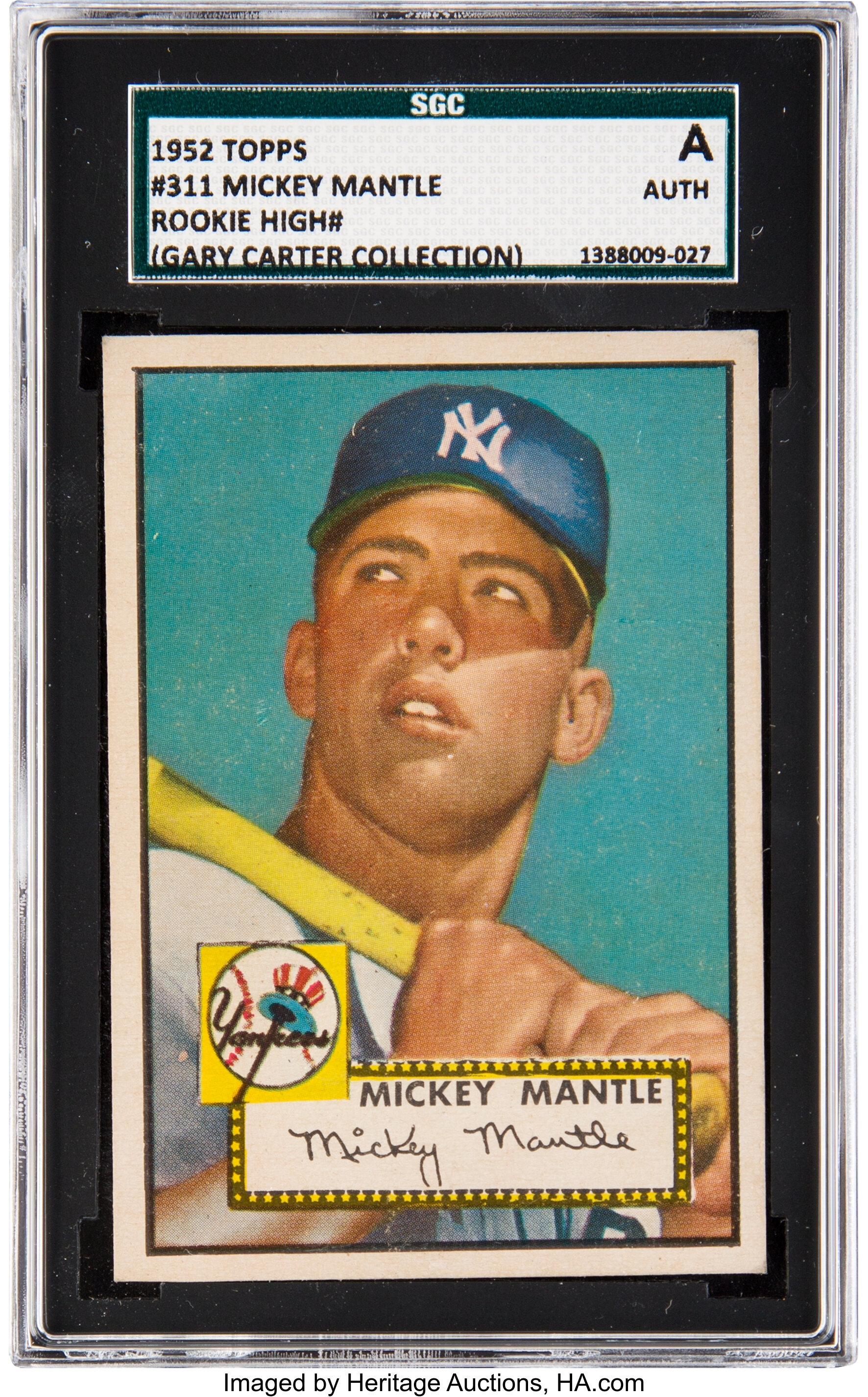 1952 Topps Mickey Mantle #311 SGC Authentic from The Gary Carter, Lot  #52244