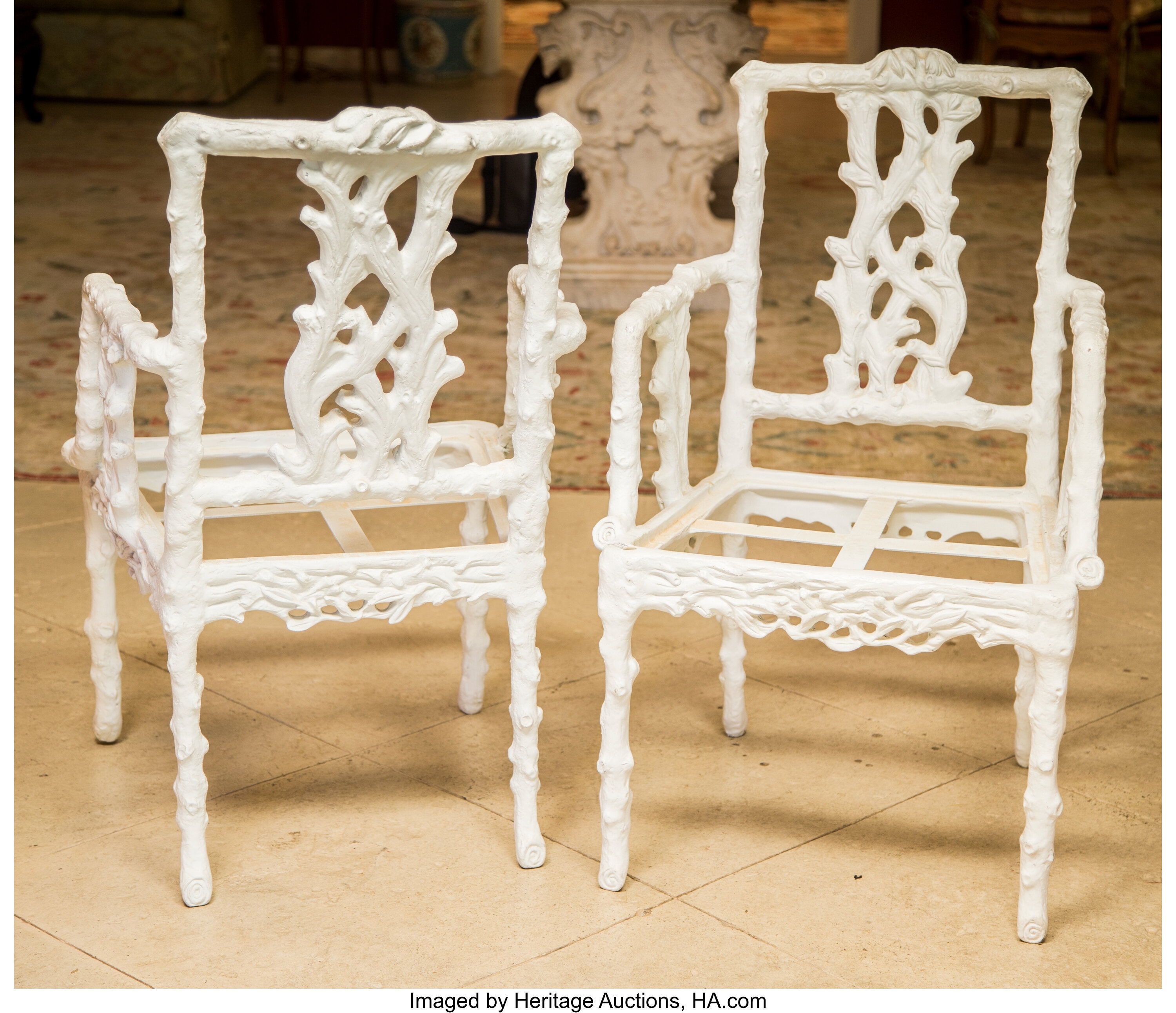Five Faux Bois Cast Resin Garden Chairs After An Aesthetic Design