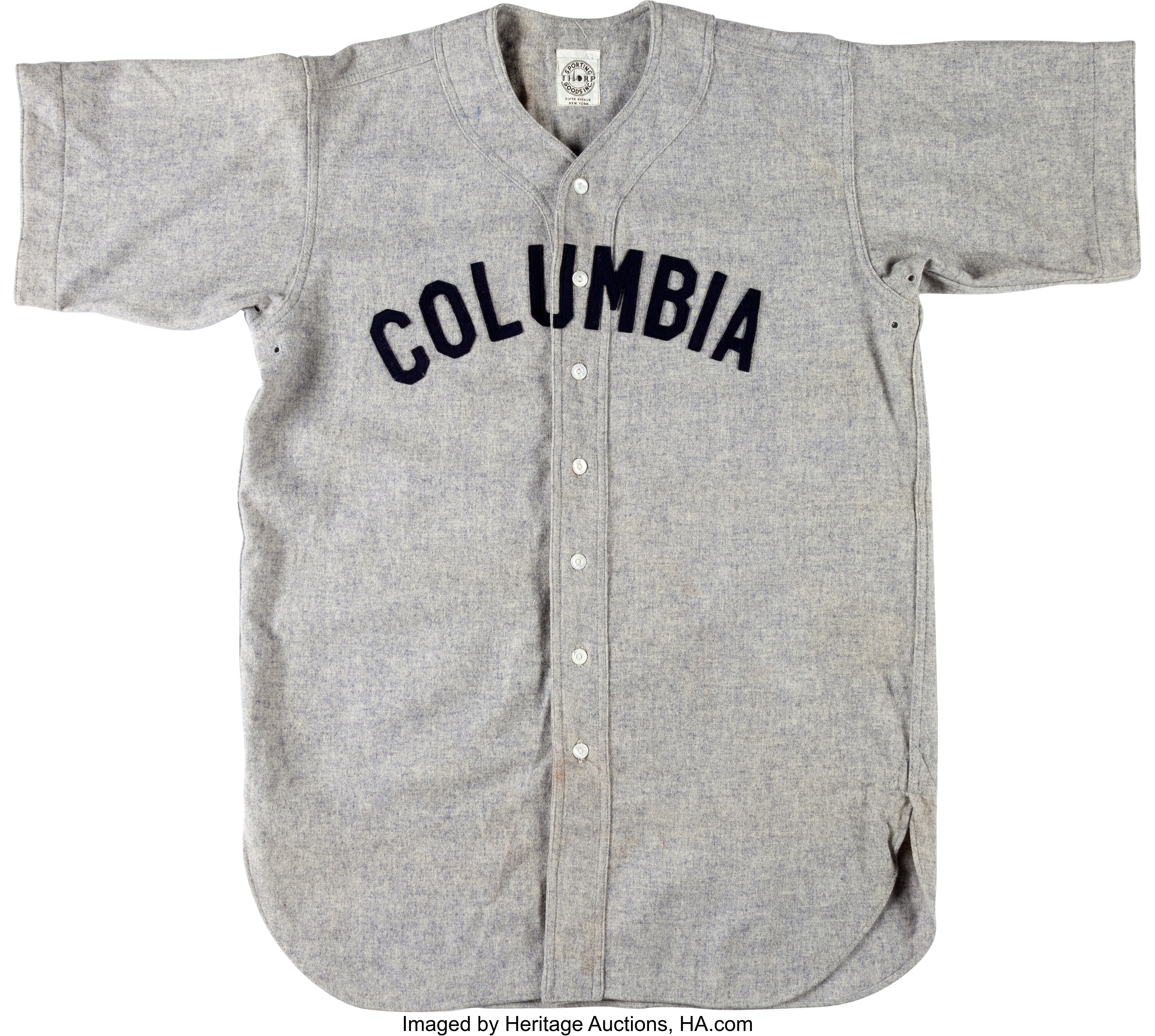 Circa 1920's Lou Gehrig Era Columbia Game Used Original Baseball Jersey