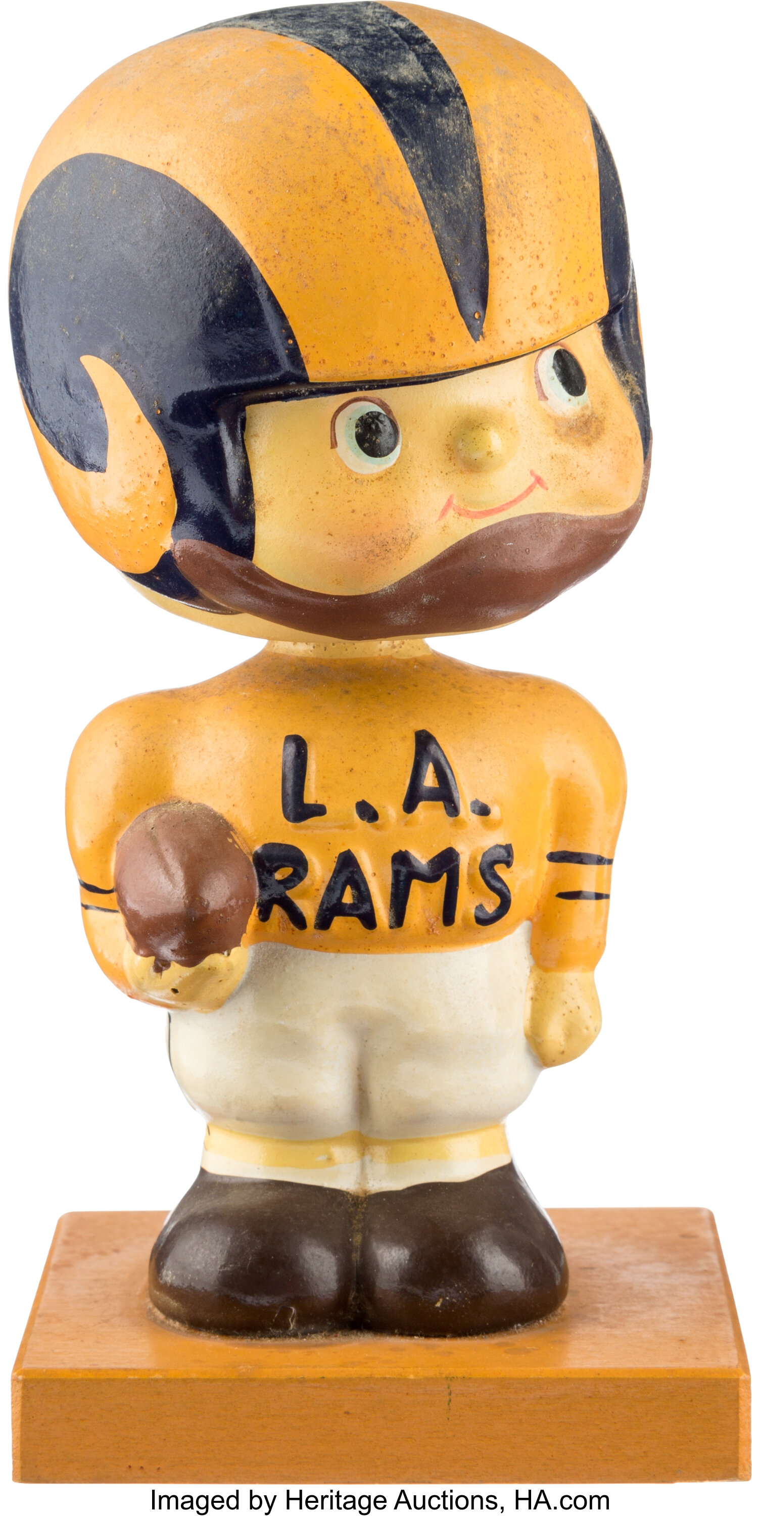 1960 Los Angeles Rams Wood Base Nodder - Rare Gold Uniform, Gold