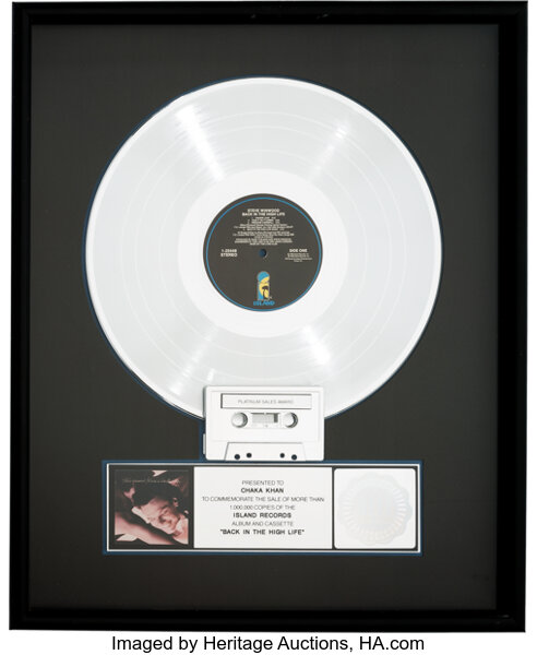 Steve Winwood Back In The High Life Riaa Platinum Album - 