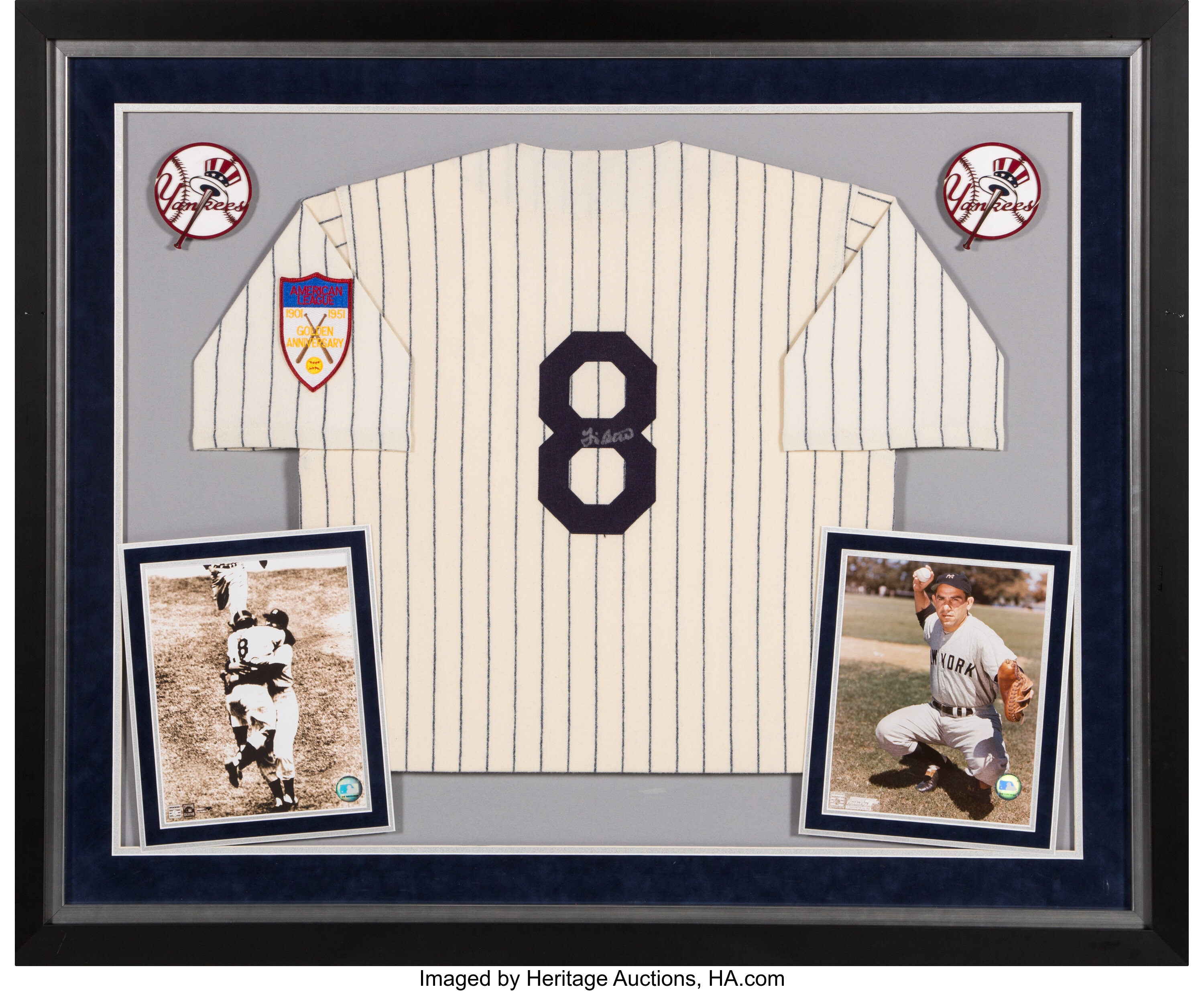 Yogi Berra Signed Yankees Jersey with 1901-1951 Golden Anniversary