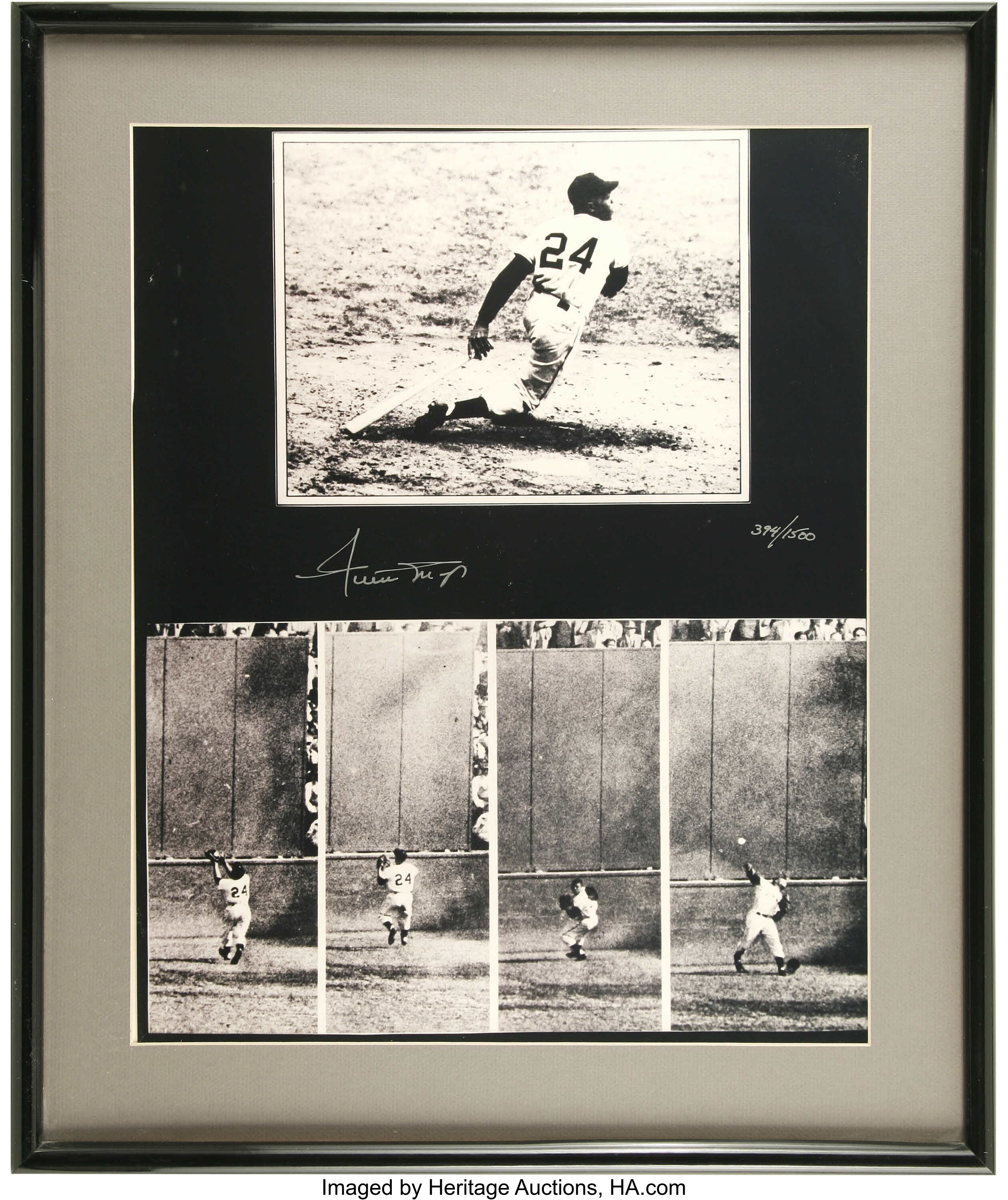 Willie Mays The Catch Autographed 8x10 Photo Framed Display