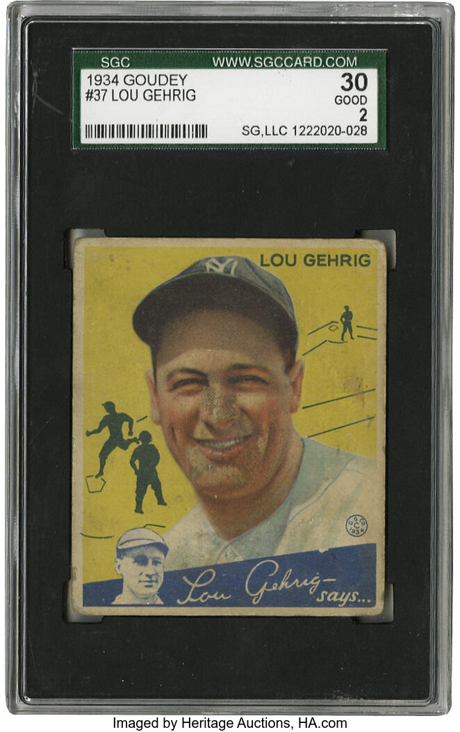 What are Lou Gehrig's most famous cards?